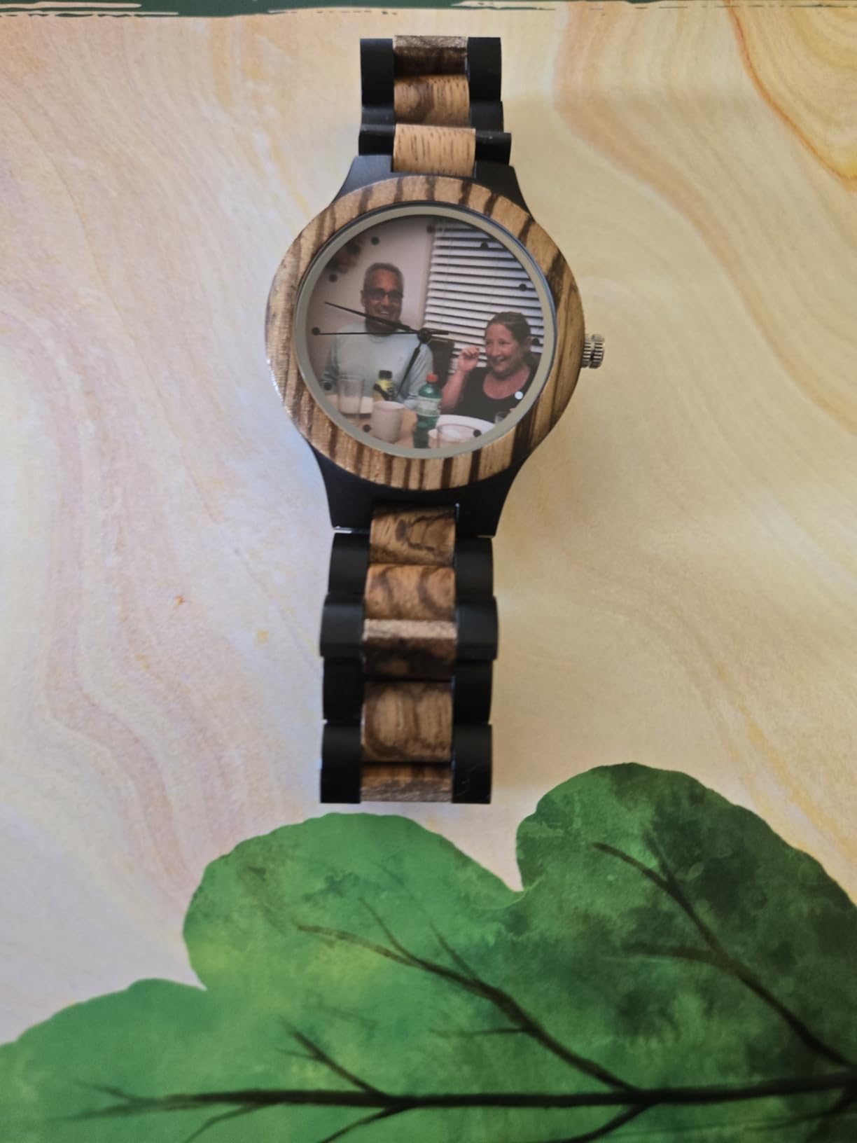 Personalized Customized Wooden Watch for Men Original Engraved Photo Natural Wood Watches with Adjustable Wristband for Birthday Anniversary Present for Husband Dad Son or Boyfriend (Colorful) customer photo 1