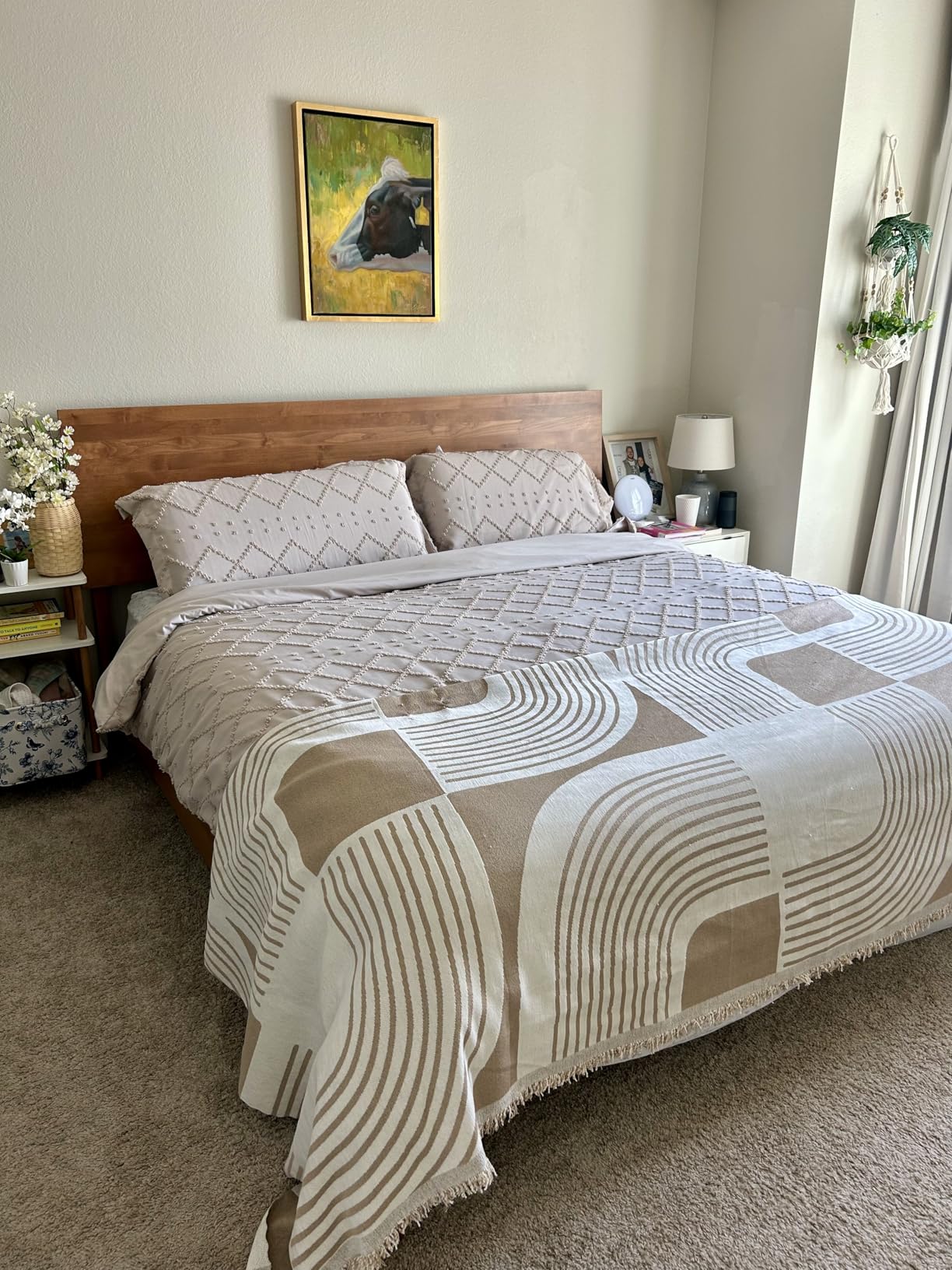 Bedsure Boho Duvet Cover Queen Size - White Breathable & Soft Boho Bedding, Machine Washable Comforter Cover for All Seasons, Includes 1 Duvet Cover 90