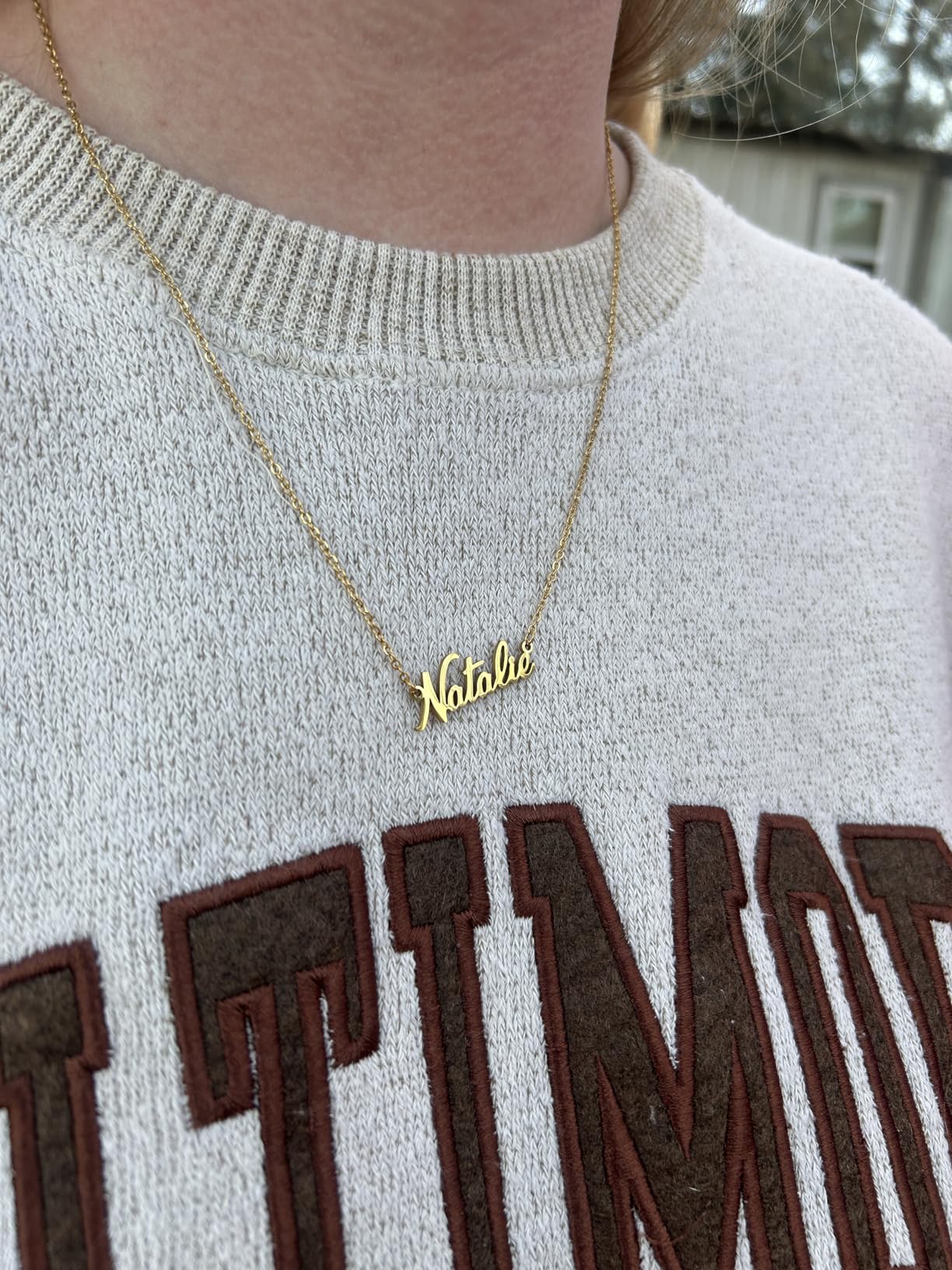 18K Gold Plated Stainless Steel Name Necklace Personalized Custom Name Necklace Customized Nameplate Necklace for women customer photo 1