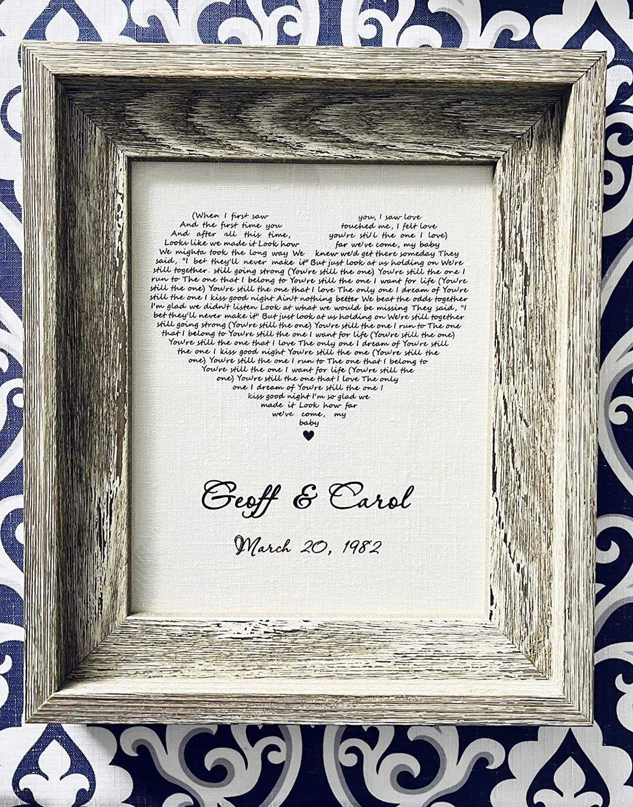 AlovelyDetail Anniversary Lyrics Wall Art Linen Personalized 4th Gift for Her Wedding 12th Present for Him Lyrics First Dance Song Printed customer photo 1