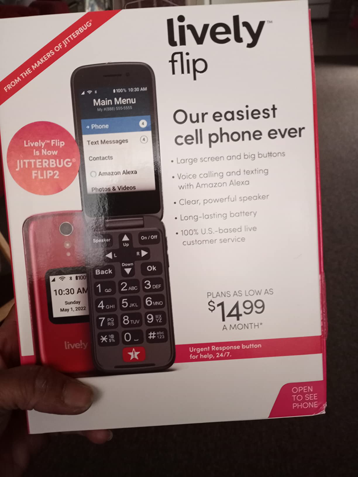 LIVELY Jitterbug Flip2 - Flip Cell Phone for Seniors - Not Compatible with Other Wireless Carriers - Must Be Activated Phone Plan - No SIM Needed - Graphite Flip Phone customer photo 1