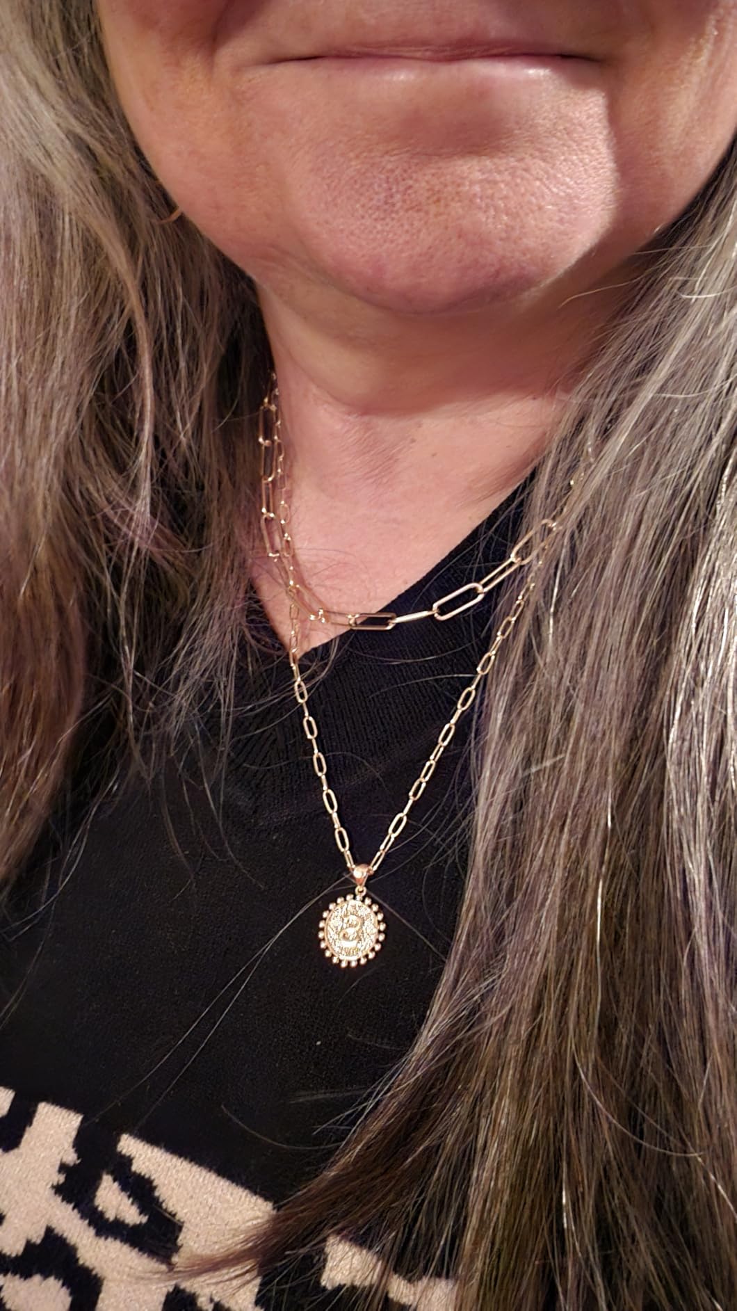 Easter Basket Stuffers Layered Initial Necklaces for Women Gifts - 14K Gold Plated Dainty Layering Paperclip Link Chain Necklace Coin Initial Necklace Birthday Gifts for Women Teen Girls customer photo 2