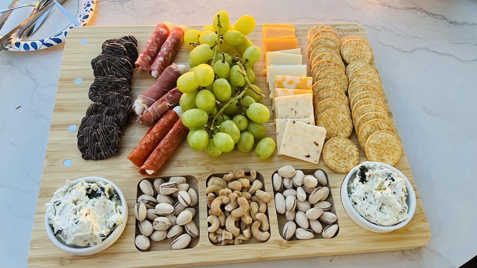 SMIRLY Charcuterie Boards Set, Large Cheese Board Set, Natural Bamboo Charcuterie Tray Cheese Platter with Accessories - Housewarming Gifts New Home, Wedding & Bridal Shower Gifts for Women, Couples customer photo 1