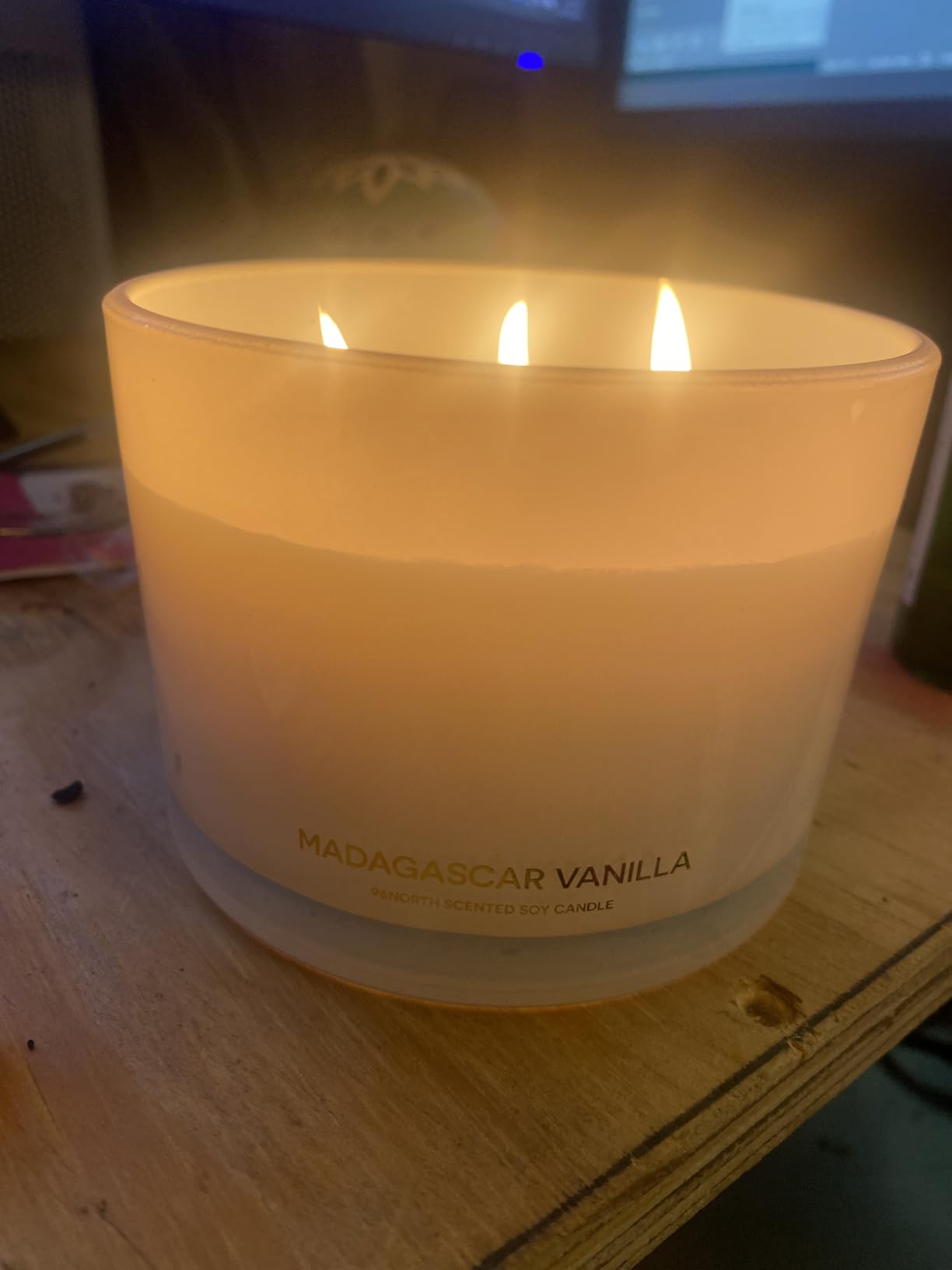 96NORTH Luxury Vanilla Soy Candles | Large 3 Wick Jar Candle | Up to 50 Hours Burning Time | 100% Natural Soy Wax | Relaxing Aromatherapy Aesthetic Candle | Housewarming Gift for Men and Women customer photo 2