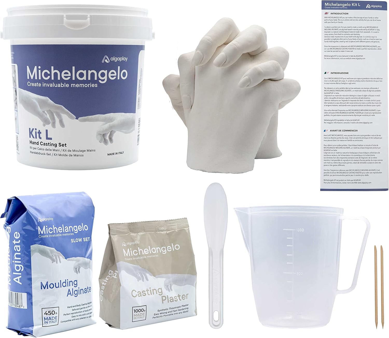 Michelangelo Hands Casting Kit Couples. Plaster Hands Casting Set. Original Gift idea for Couples, Friends and Families. Made in Italy. customer photo 1