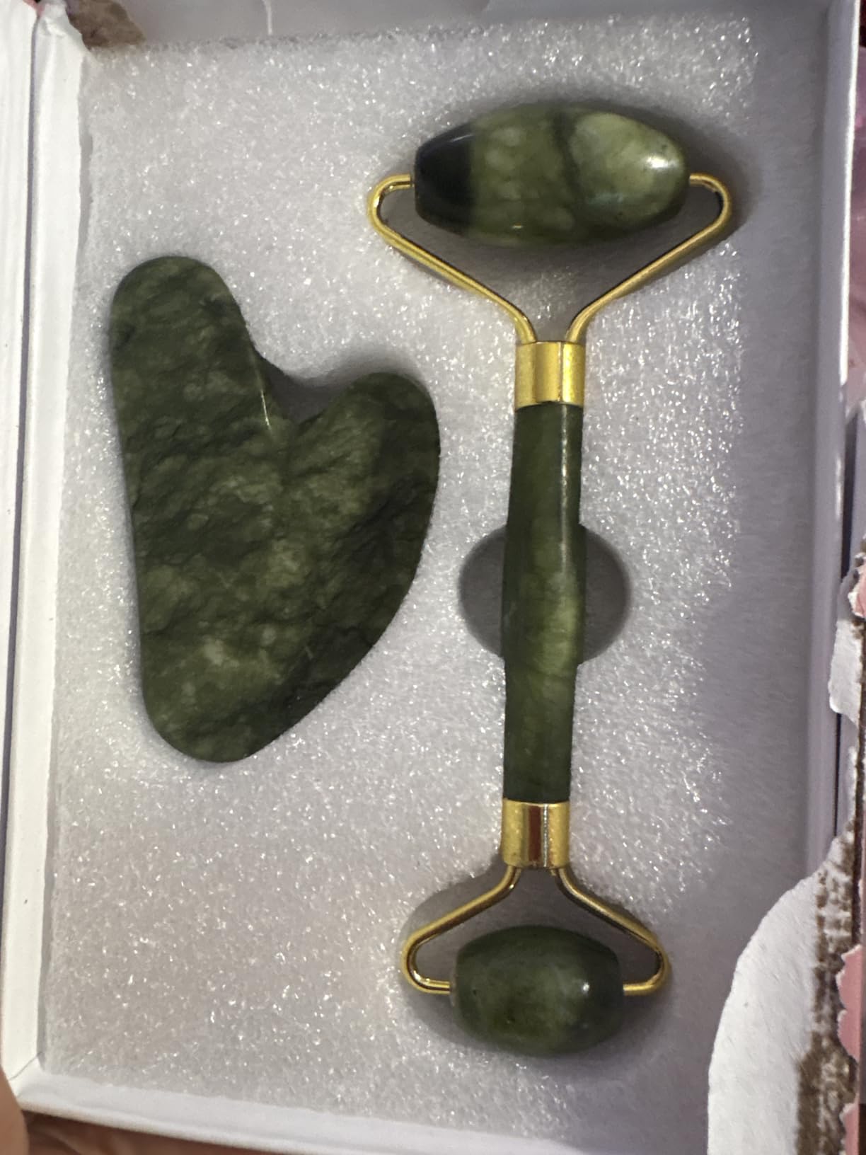 BAIMEI IcyMe Gua Sha & Jade Roller Facial Tools Face Roller and Gua Sha Set for Puffiness and Redness Reducing Skin Care Routine, Self Care Gift for Men Women - Green customer photo 1