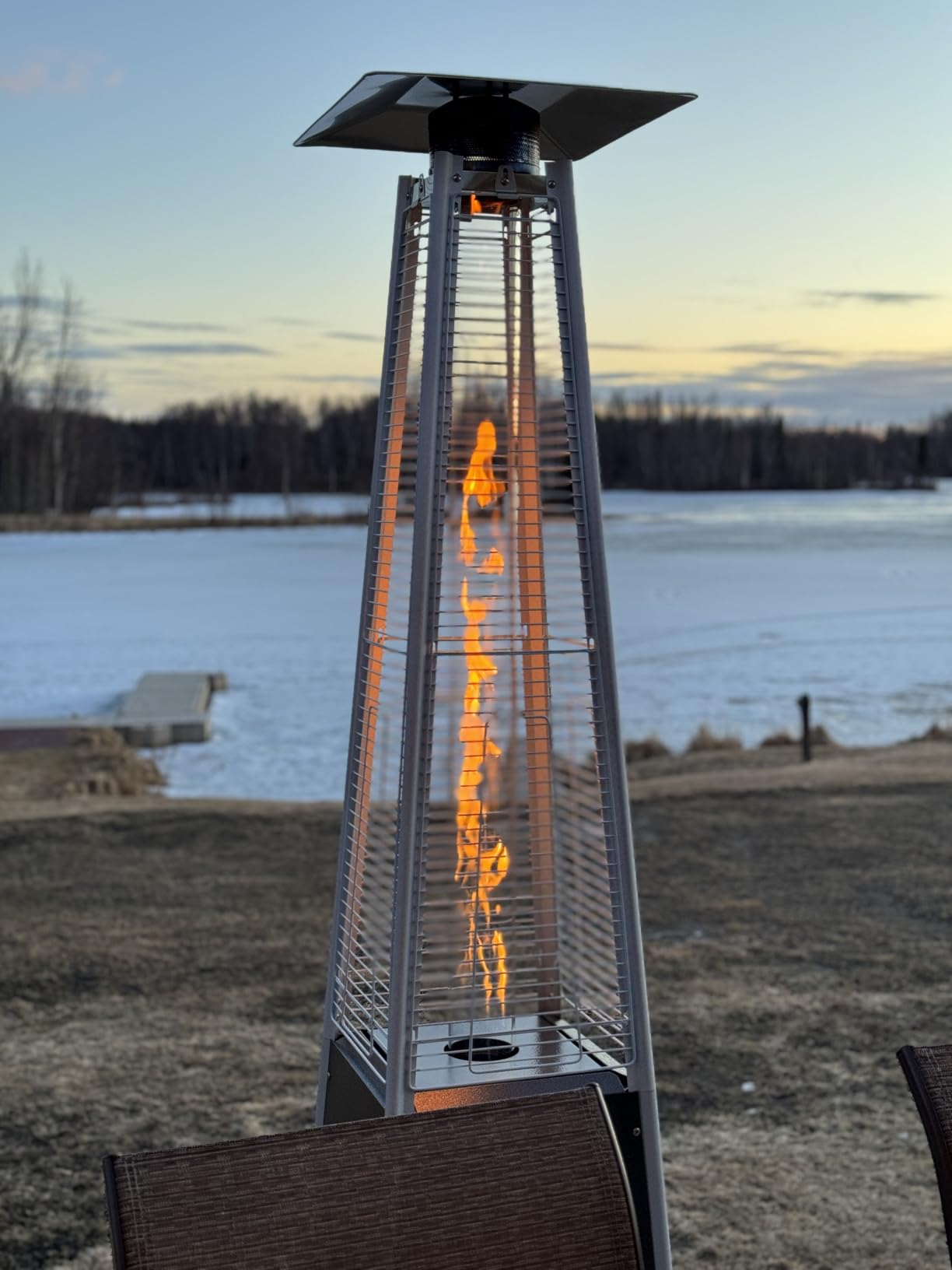 Pamapic Patio Heater with Cover, 48,000 BTU Pyramid Flame Outdoor Heater Quartz Glass Tube 87