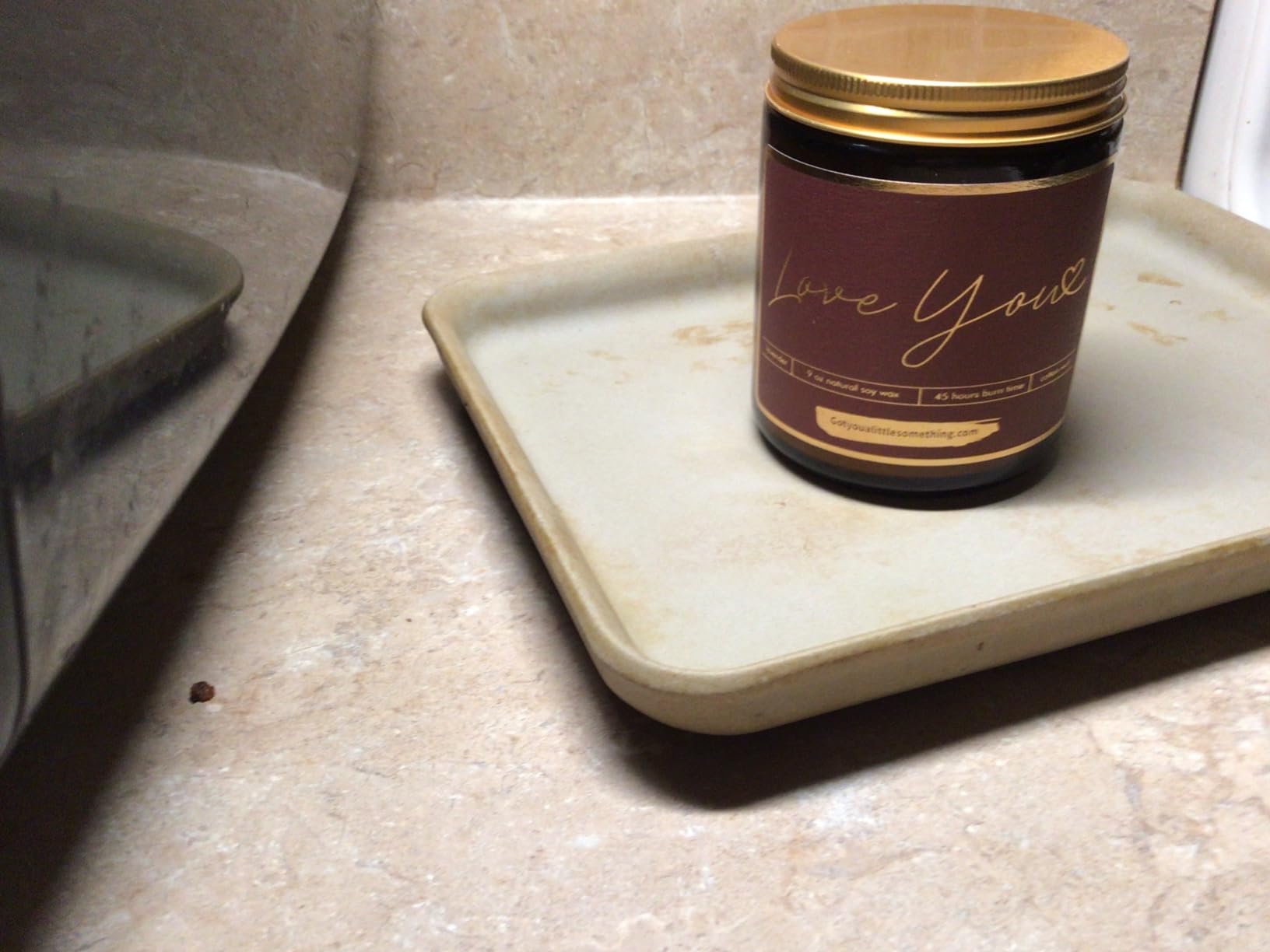 Sweet Water Decor Love You Scented Candle, Non Toxic Soy Candles with Fresh Lavender, Geranium, Warm Mahogany and Earthy Teakwood, 40 Hour Burn Time, 9Oz Gold Lid Clear Jar Candle, Poured in The USA customer photo 2