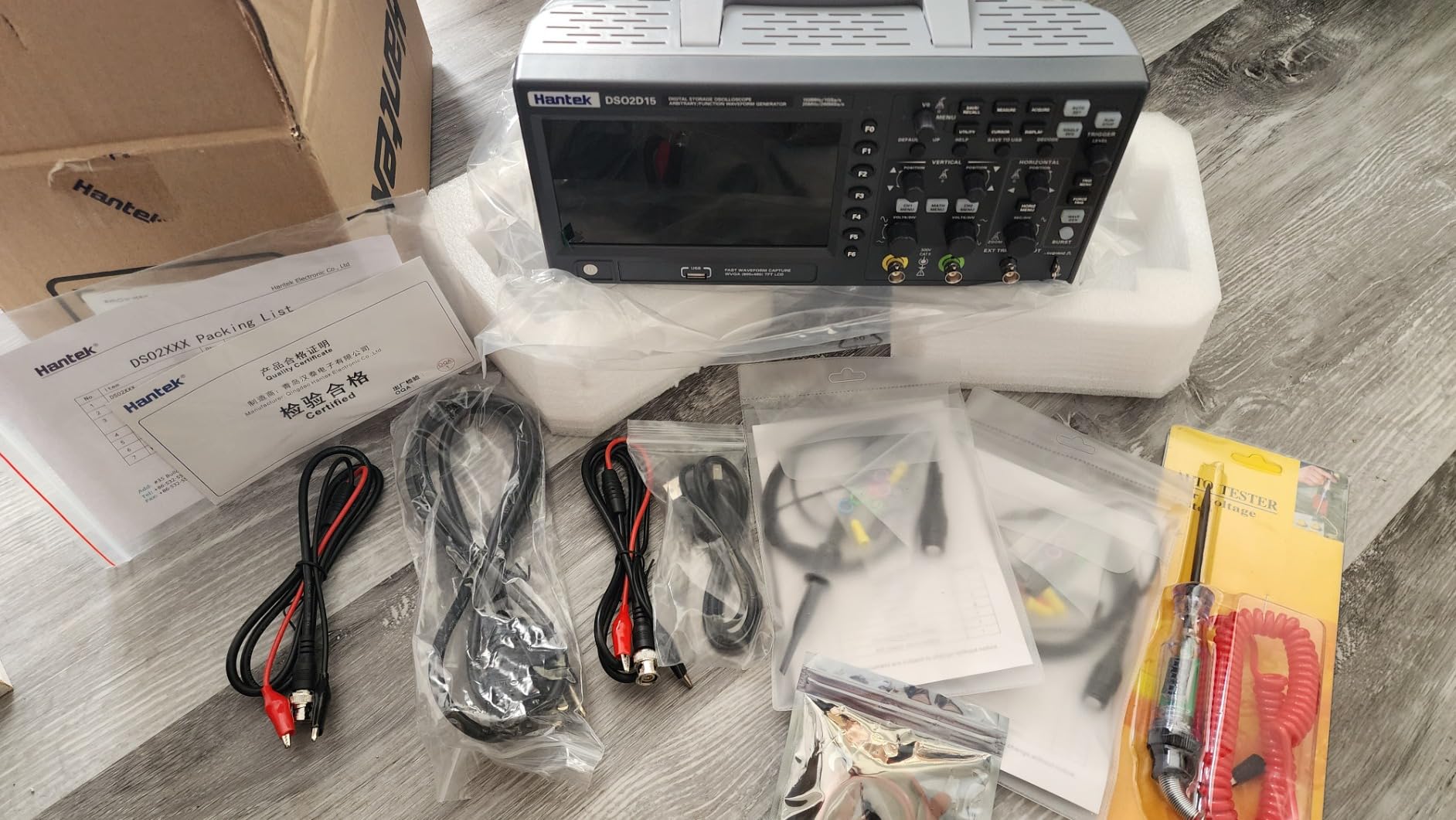 Hantek DSO2D15 Digital Storage Lab Oscilloscopes 150MHz Bandwidth 2CH Dual Channel 1GSa/s 8M Memory Depth with 1CH Waveform Generator with High Voltage Probe customer photo 2