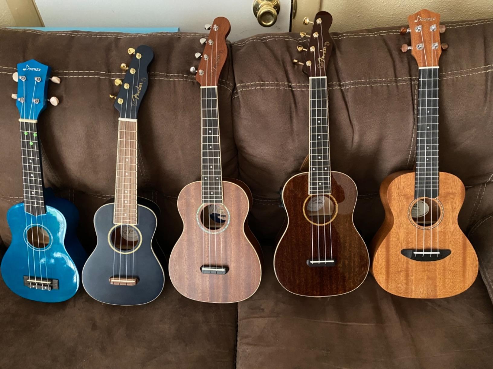 Donner Concert Ukulele Professional 23 Inch Mahogany Ukelele for Adult Beginner Ukele Bundle with Online Lesson Gig Bag Aquila String Pick Tuner Strap Cloth DUC-200D Dark customer photo 2