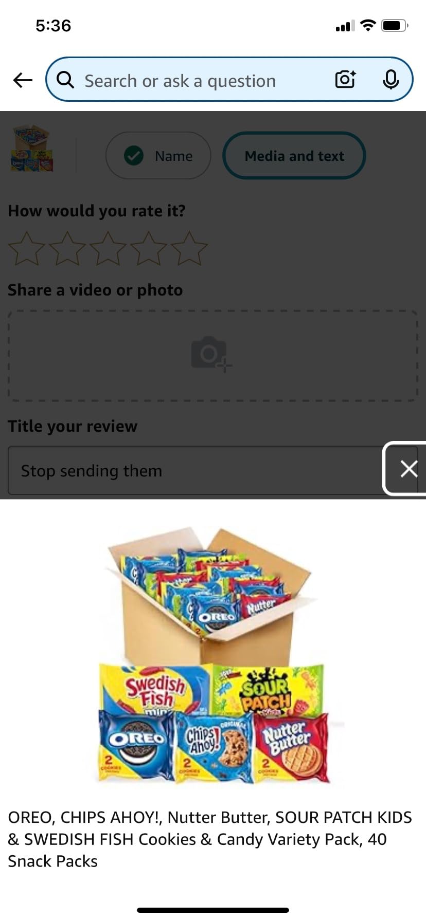 OREO, CHIPS AHOY!, Nutter Butter, SOUR PATCH KIDS & SWEDISH FISH Candy & Cookies Variety Pack, 40 Snack Packs customer photo 1