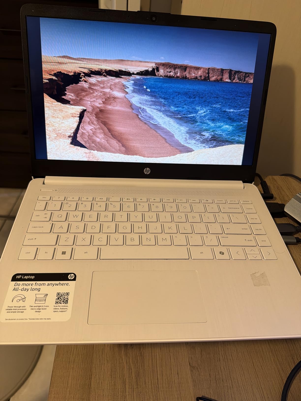 HP 14 Laptop, Intel Celeron N4020, 4 GB RAM, 64 GB Storage, 14-inch Micro-edge HD Display, Windows 11 Home, Thin & Portable, 4K Graphics, One Year of Microsoft 365 (14-dq0040nr, Snowflake White) customer photo 1