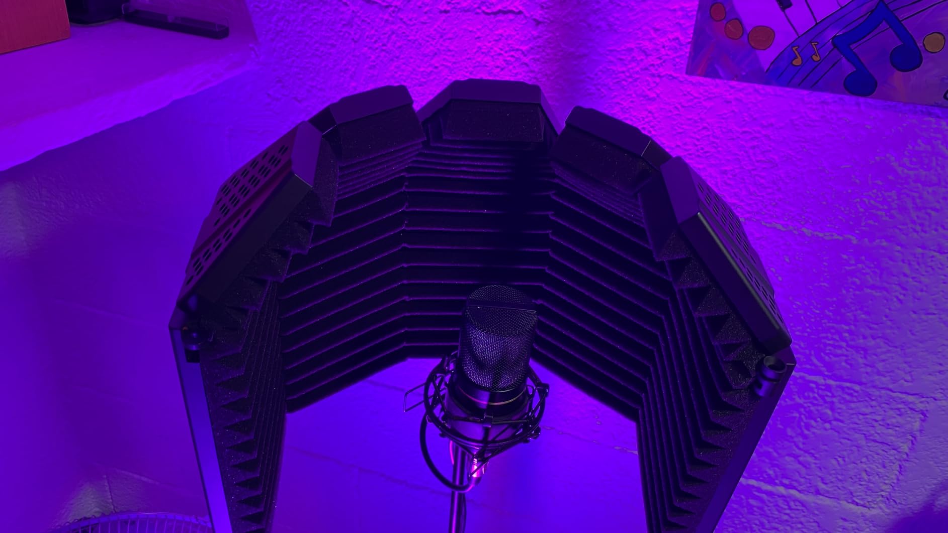 XTUGA Recording Microphone Isolation Shield, High Density Absorbent Foam 5 Panels to Filter Vocal,Top Enclosed Foldable Soundproof Cover for Condenser Studio Equipment MIS02 customer photo 2