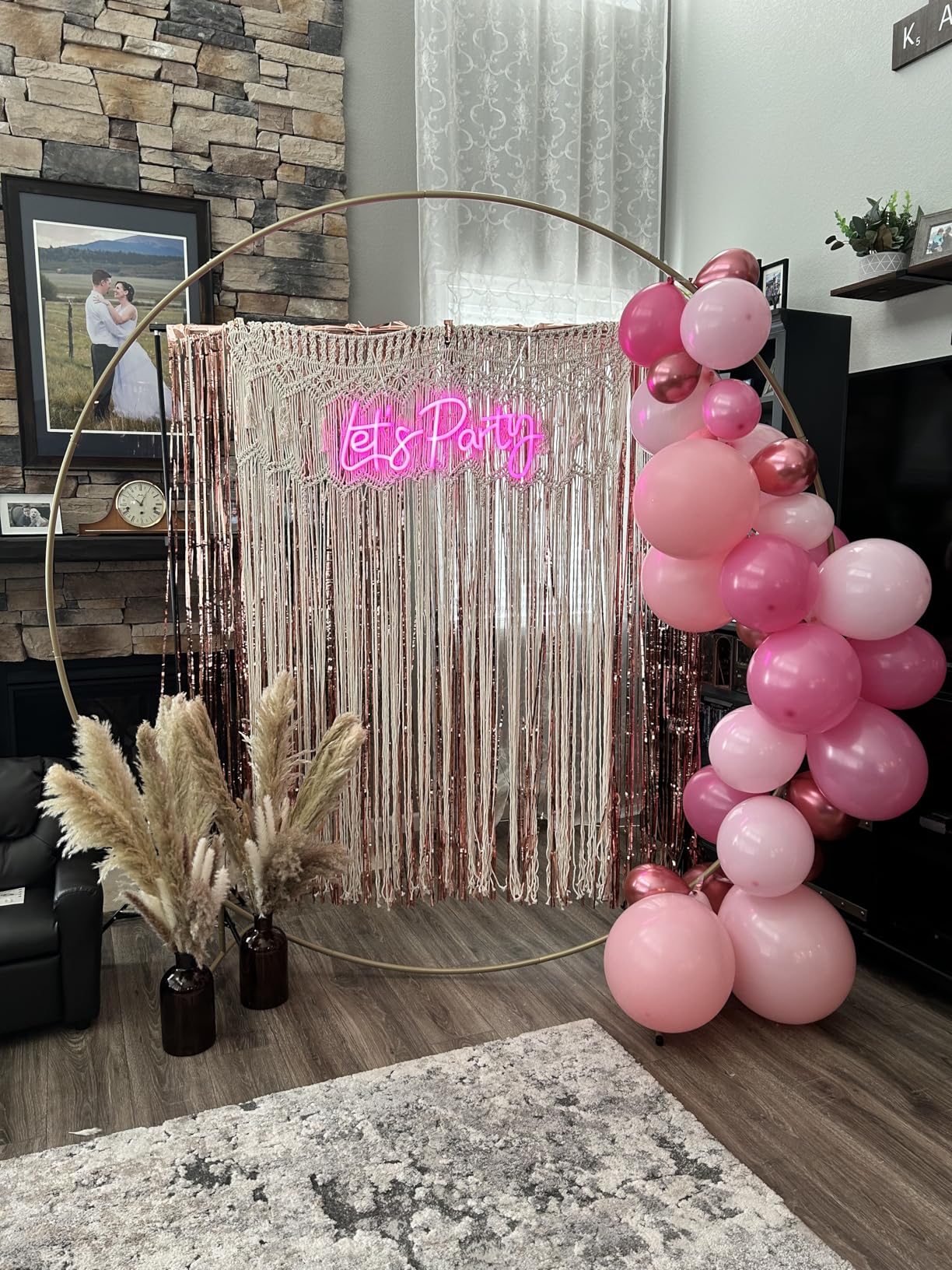 EFAILY Bachelorette Party Decorations - Rose Gold Bridal Shower Party Decor and Supplies Kit Bride To Be Sash, Veil, Temporary Tattoos, Confetti Balloons Pack Fringe Curtain. customer photo 1