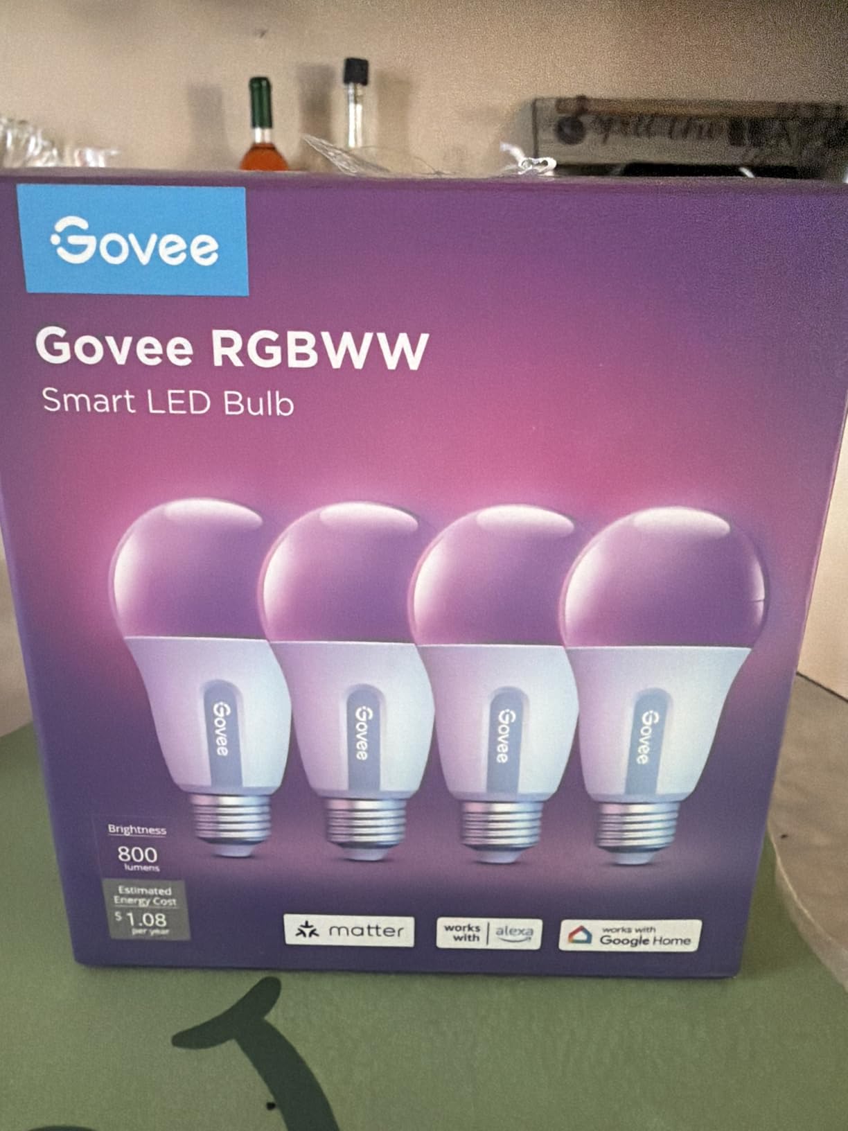 Govee Smart Light Bulbs, Color Changing Light Bulb, Work with Alexa and Google Assistant, 16 Million Colors RGBWW, WiFi and Bluetooth LED Light Bulbs, Music Sync, A19, 800 Lumens, 4 Pack customer photo 1