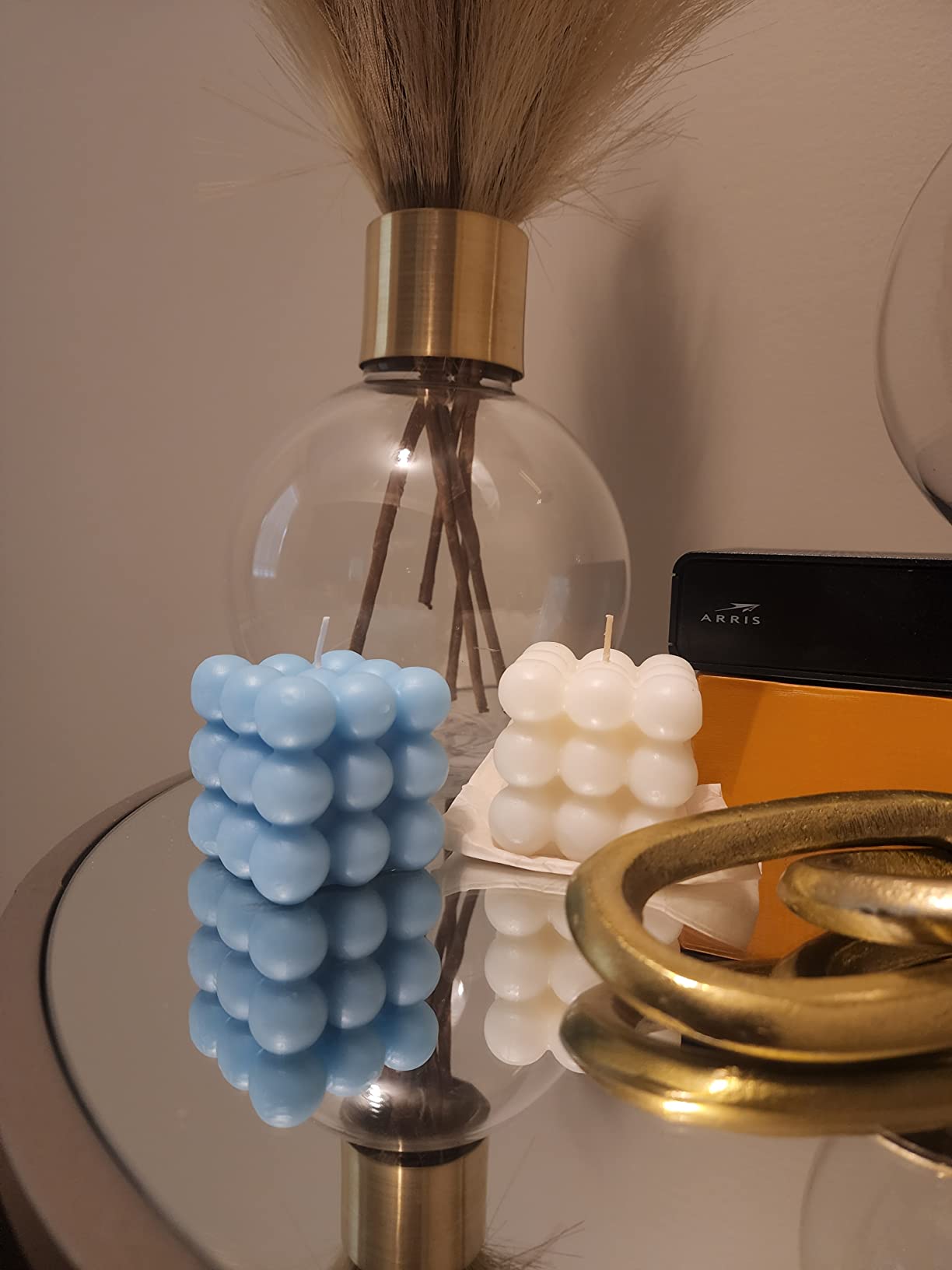 Bubble Candle, 4pcs Cube Soy Wax Bubble Candles Scented Aesthetic Bubble Candle Set for Home Bedroom Decor Birthday Mothers Day Gifts for Mom (Black+ White+Grey+Brown) customer photo 1