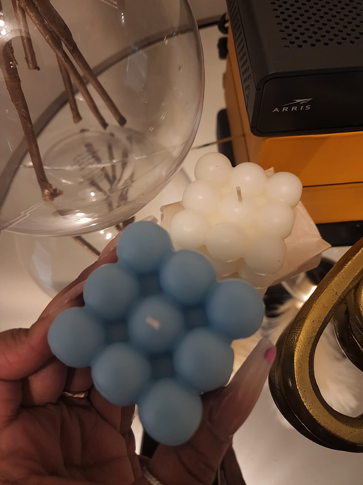 Bubble Candle, 4pcs Cube Soy Wax Bubble Candles Scented Aesthetic Bubble Candle Set for Home Bedroom Decor Birthday Mothers Day Gifts for Mom (Black+ White+Grey+Brown) customer photo 2