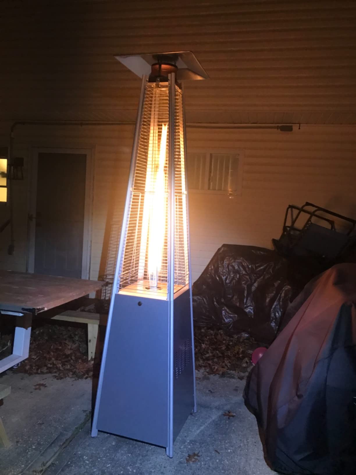 LAUSAINT HOME Pyramid Patio Heaters for Outdoor Use, 48,000 BTU Outdoor Propane Heaters for Patio with Cover & Wheels, 87