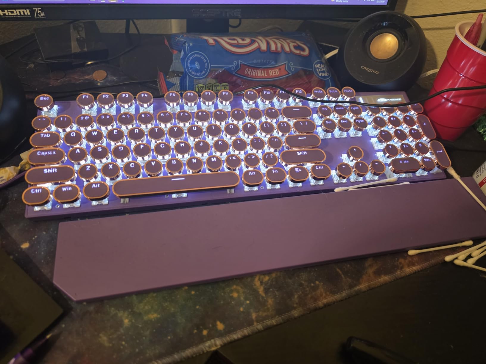 Camiysn Typewriter Style Mechanical Gaming Keyboard, Black Retro Punk Gaming Keyboard with RGB Backlit, 104 Keys Blue Switch Wired Cute Keyboards, Round Keycaps for Windows/Mac/PC customer photo 2