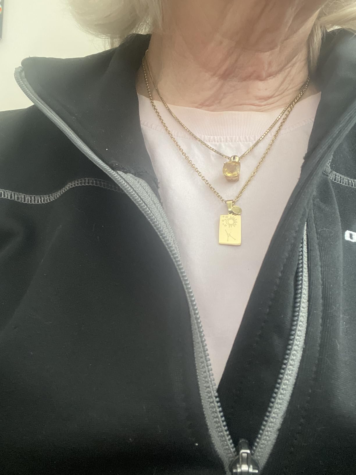 Zodiac Sign Necklace for Women Constellation Tarot Card Pendant Double Sided Gold Stainless Steel Waterproof NonTarnish Friendship Jewelry Gift customer photo 2
