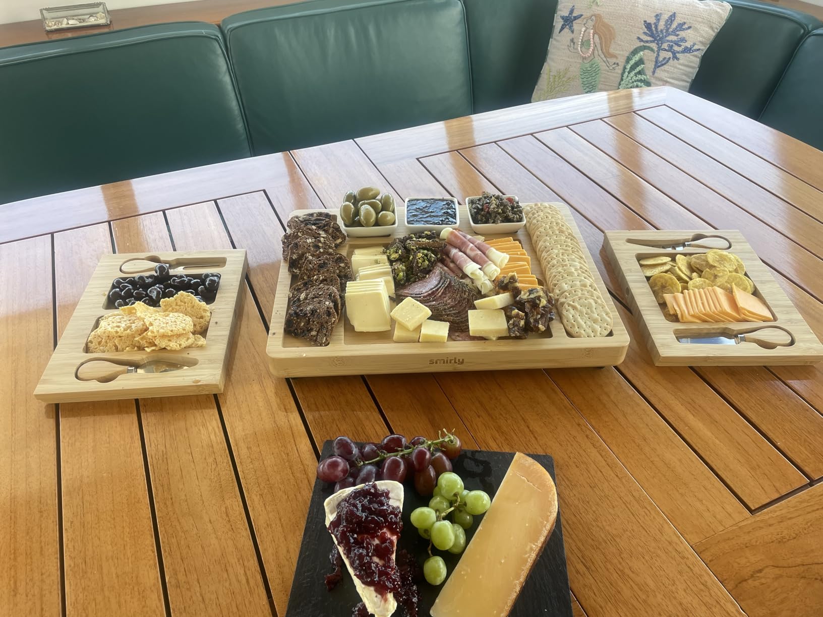 SMIRLY Charcuterie Boards Set - Large Bamboo Cheese Board Set - House Warming Gifts New Home, Wedding Gift for Couple, Bridal Shower Gift, Birthday Gifts for Women customer photo 2