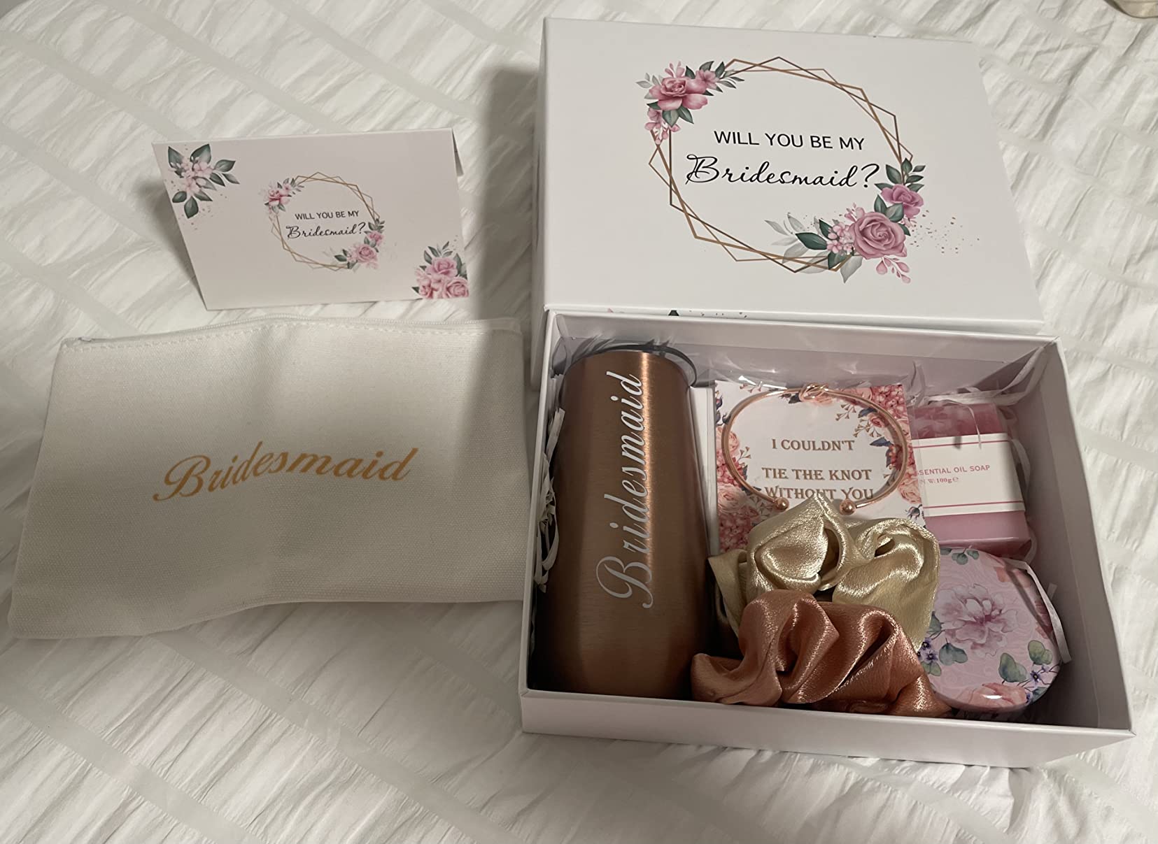 DHQH Bridesmaid Proposal Gifts Box Sets From Bride,Will You Be My Bridesmaid,6 oz Bride Tribe Stainless Steel champagne glasses Bachelorette Party SPA Gifts Bridal Showers customer photo 2