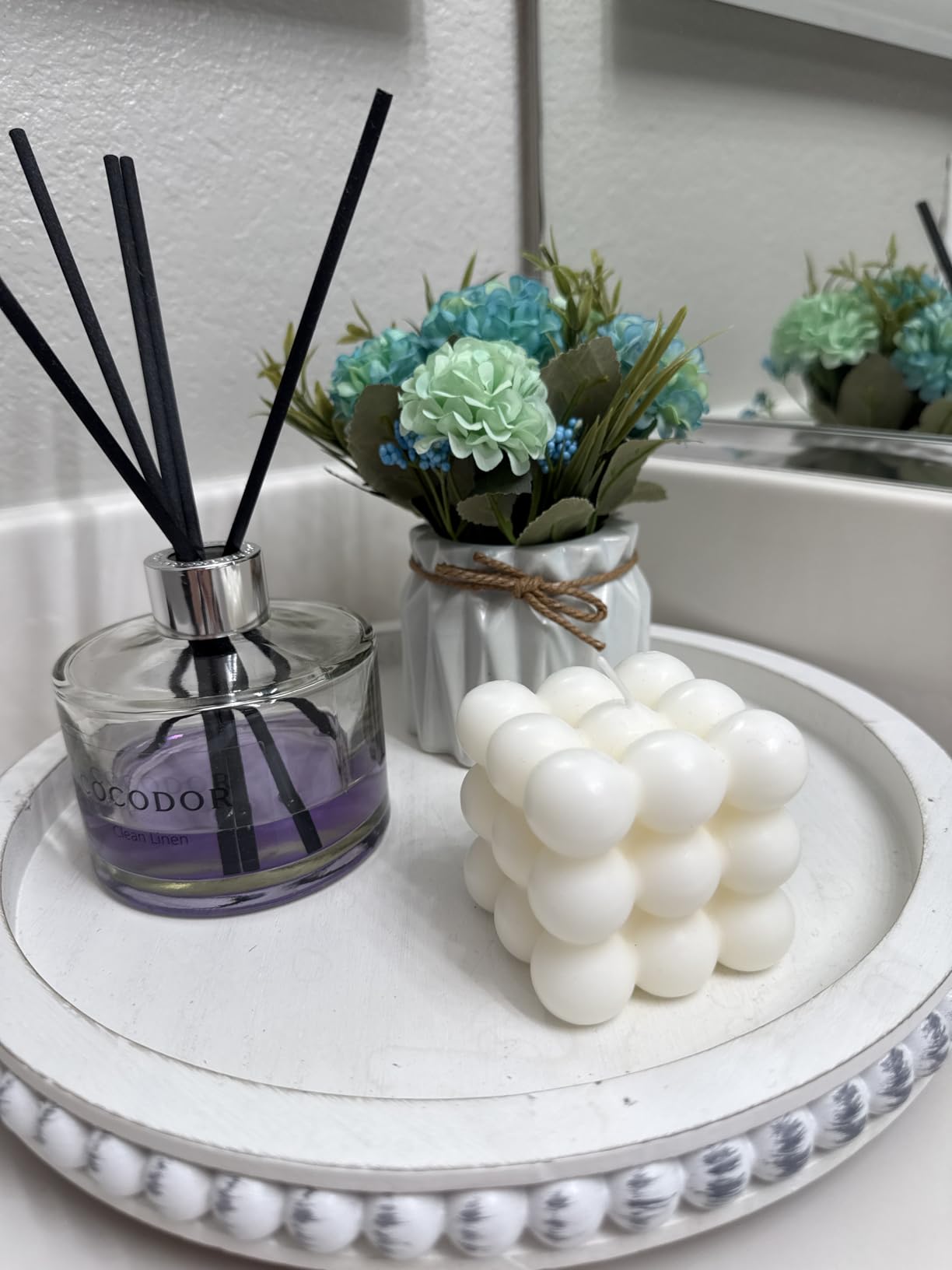 Scented Bubble Cube Candles for Home, 5.4 oz Soy Wax Aromatherapy Candle, Aesthetic Room Decor Cute Danish Pastel Large Decorative Shaped Candles Gifts - Freesia customer photo 1