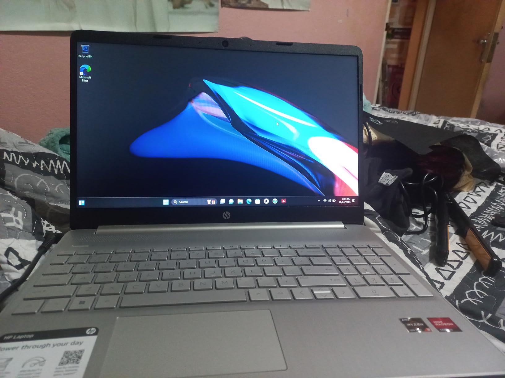 HP 15 Laptop, AMD Ryzen 3-5300U Processor, 8 GB RAM, 256 GB SSD Storage, 15.6-inch HD Micro-Edge Display, Windows 11 Home, Long-Lasting Battery, Fast Charge, 720p Webcam (15-ef2024nr), Natural Silver customer photo 1