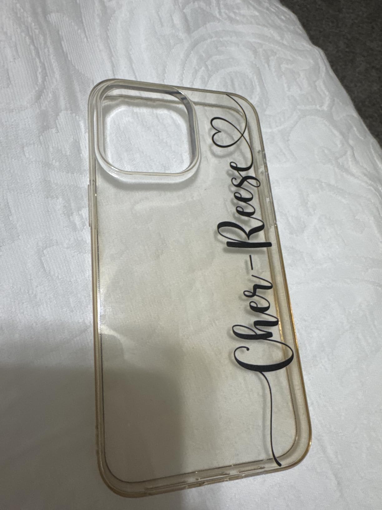 LianaCases Personalized Case for iPhone Air 17 16 15 14 13 12 11 Pro Plus - Cursive Name with Heart Clear Phone Cover customer photo 1