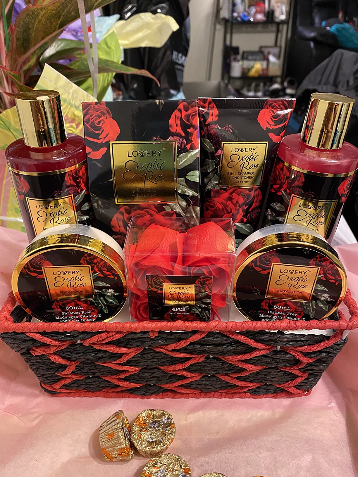 Valentine's Day Gift Basket for Her - Exotic Rose & Spa Bath & Body Set for Women, Anniversary & Birthday Gift customer photo 1