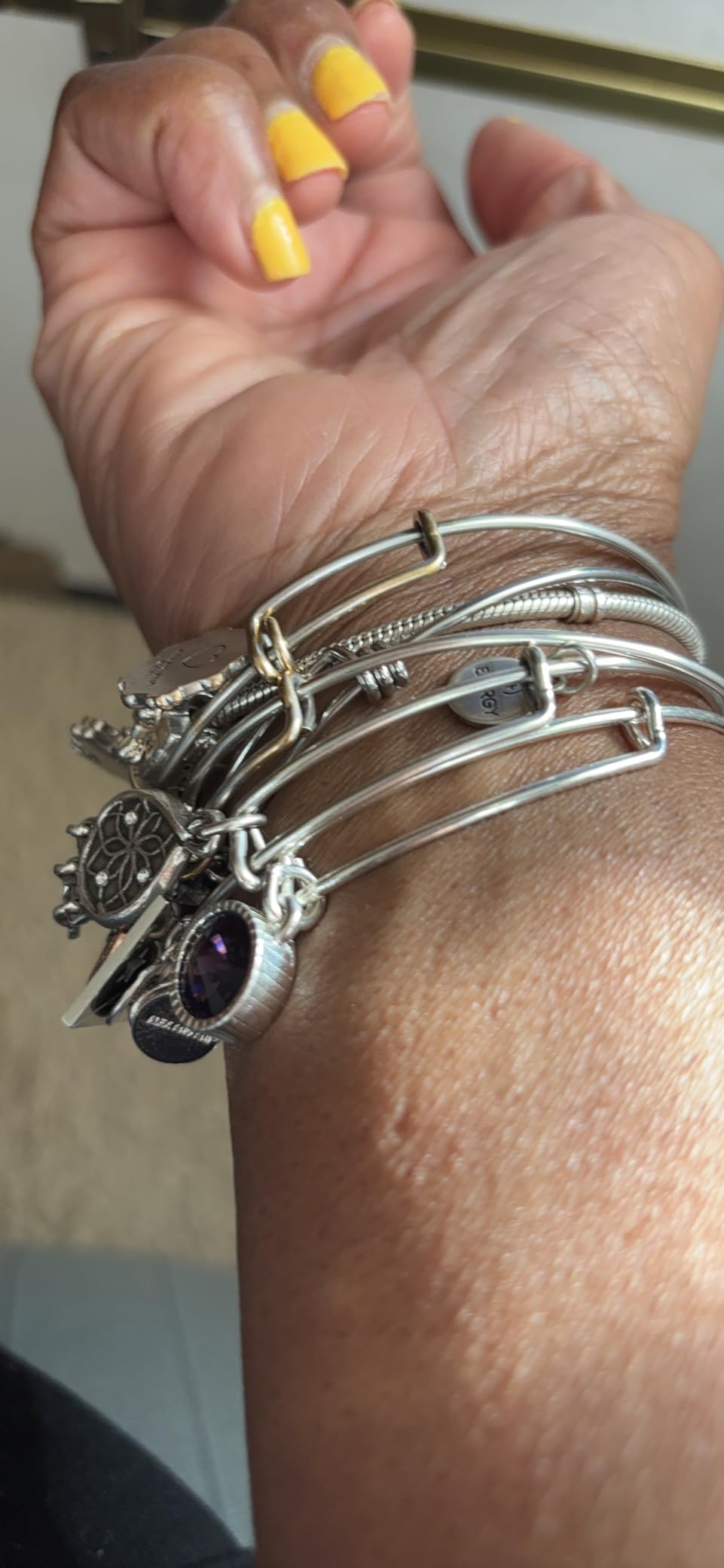 Alex and Ani Birthstones Expandable Bangle for Women, Birthday Crystal Charms, Shiny Finish, 2 to 3.5 in customer photo 1