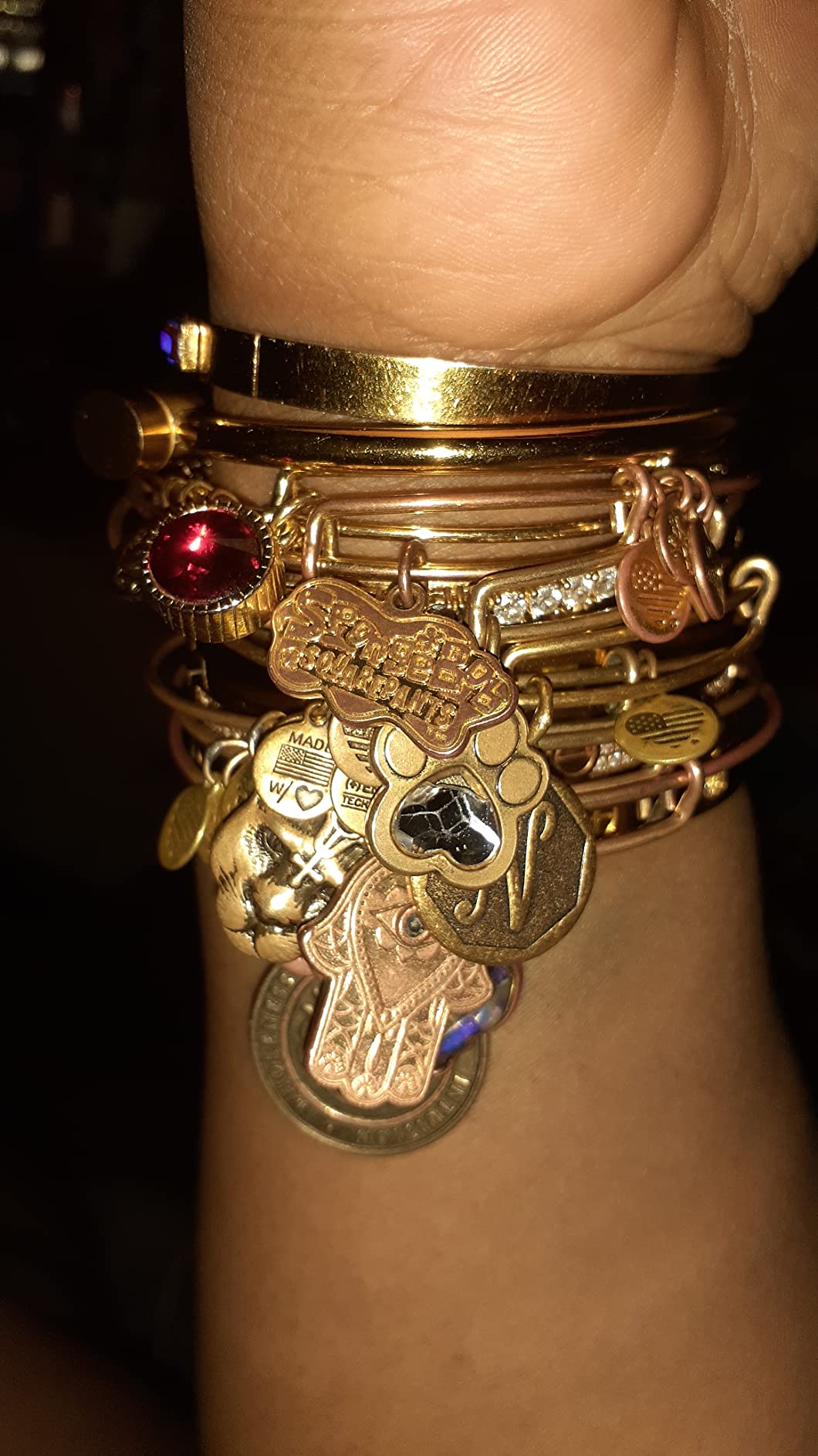 Alex and Ani Birthstones Expandable Bangle for Women, Birthday Crystal Charms, Shiny Finish, 2 to 3.5 in customer photo 2