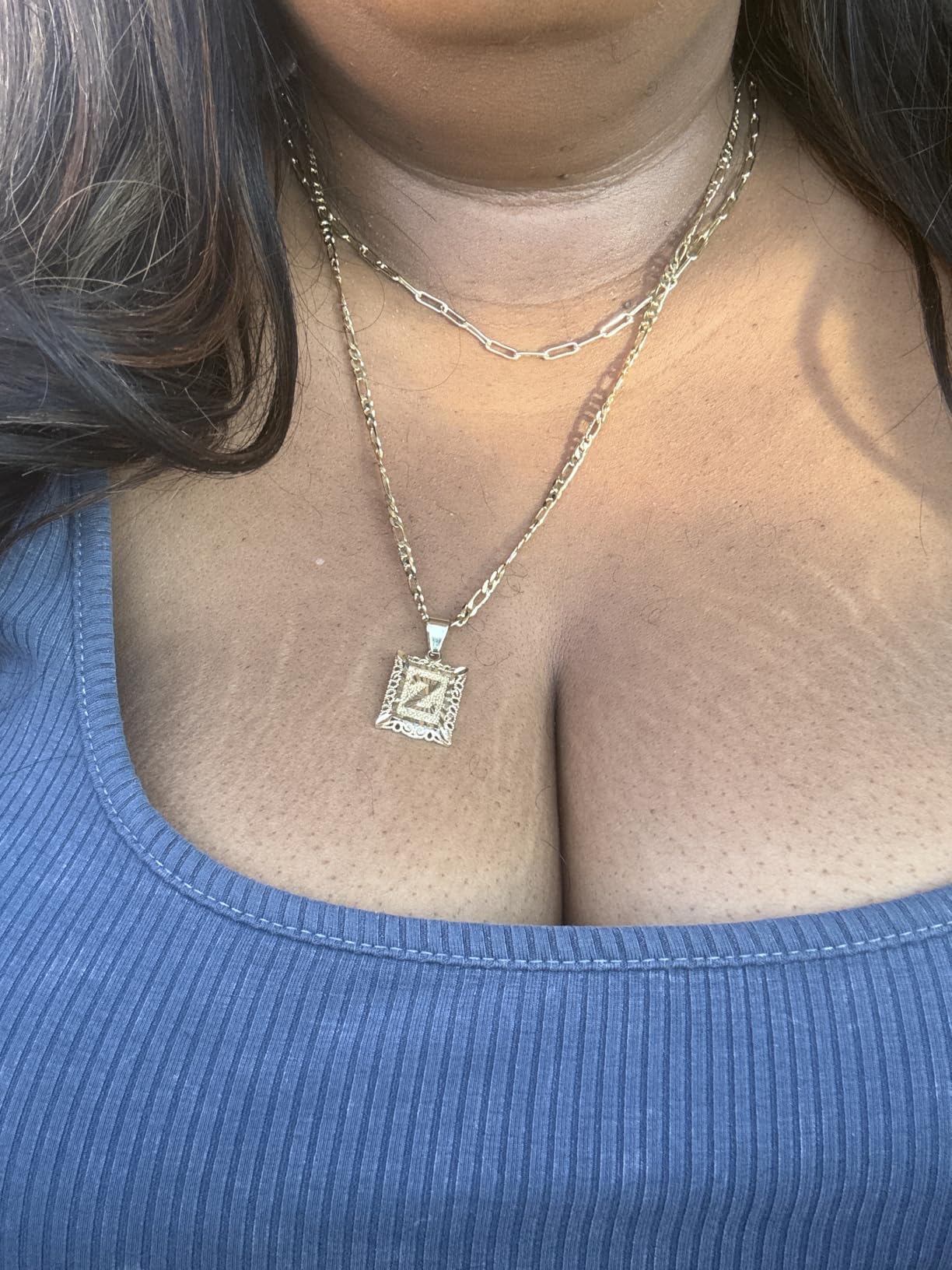 Gold Layered Necklace Set for Womens, 14K Gold Plated Initial Letter Pendant Necklaces Paperclip Snake Choker Alphabets from A-Z Figaro Chain Jewellery Gift customer photo 1