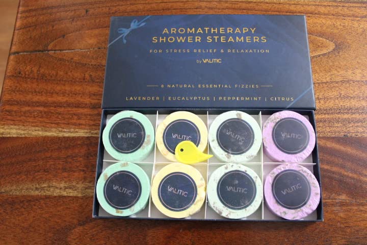 Valitic Aromatherapy Shower Steamers for Stress Relief and Relaxation - Gifts for Women Mom Birthday 8 Natural Essential Fizzies Shower Bombs - 4 Scents - Lavender, Eucalyptus, Citrus, and Peppermint customer photo 1