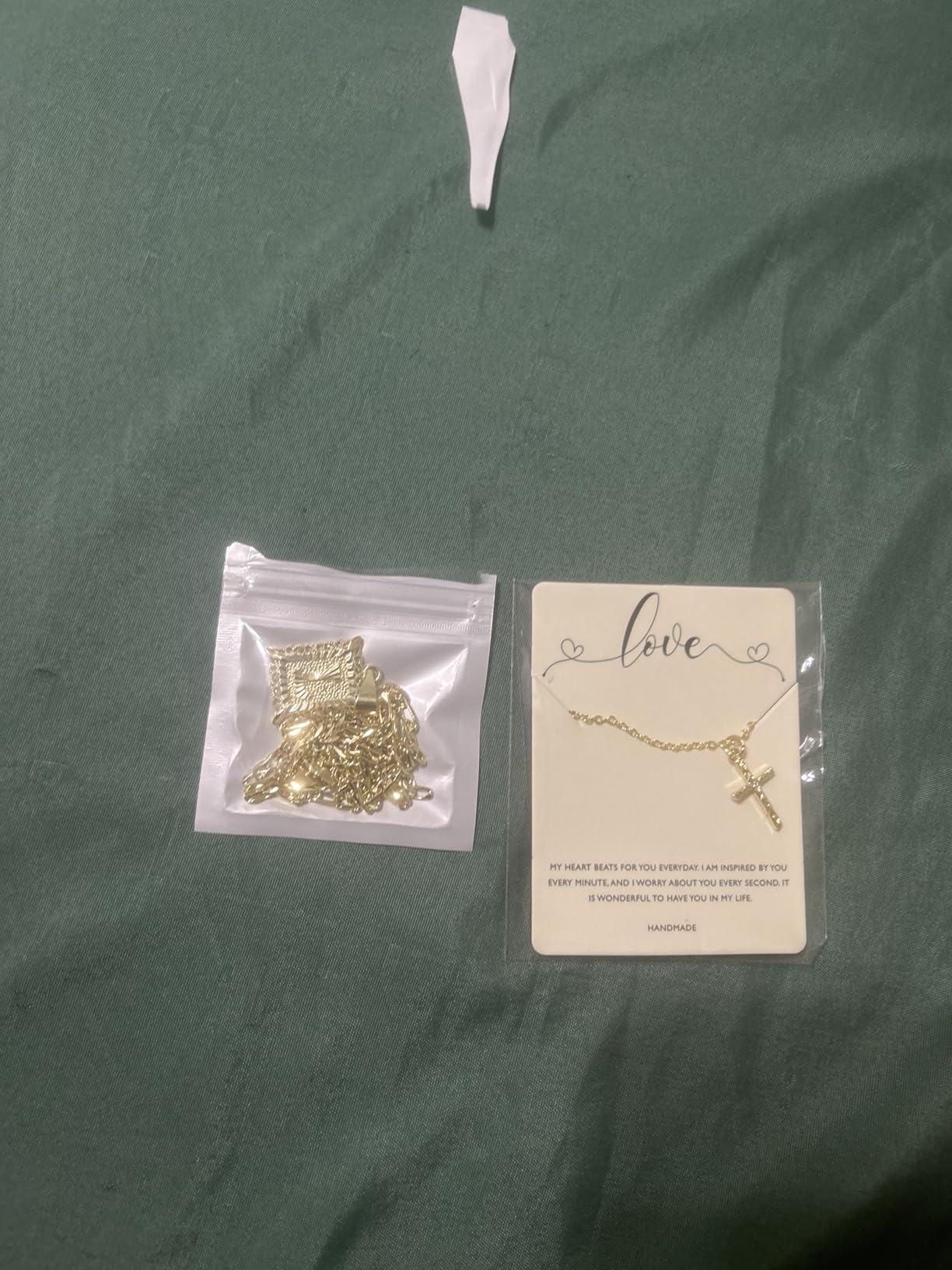 Gold Layered Initial Cross Necklace, 14K Gold Plated Layering Square Letter Pendant Figaro Chain Cross Choker from A-Z Capital Jewelry for Women Girls customer photo 2