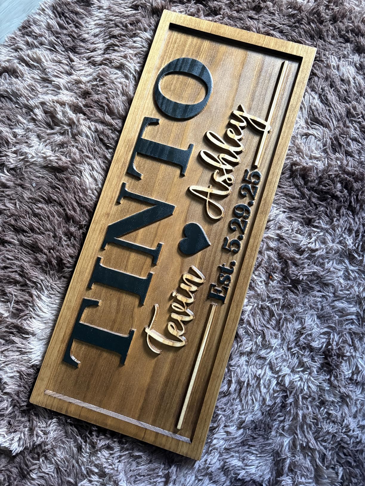 Bridal Shower Gift | Personalized Wedding Gift Last Name Established Sign | Anniversary | Engagement Gifts | Valentines Day Gift | Wood Wedding Sign | Name Heart Sign | Couples Gift customer photo 1