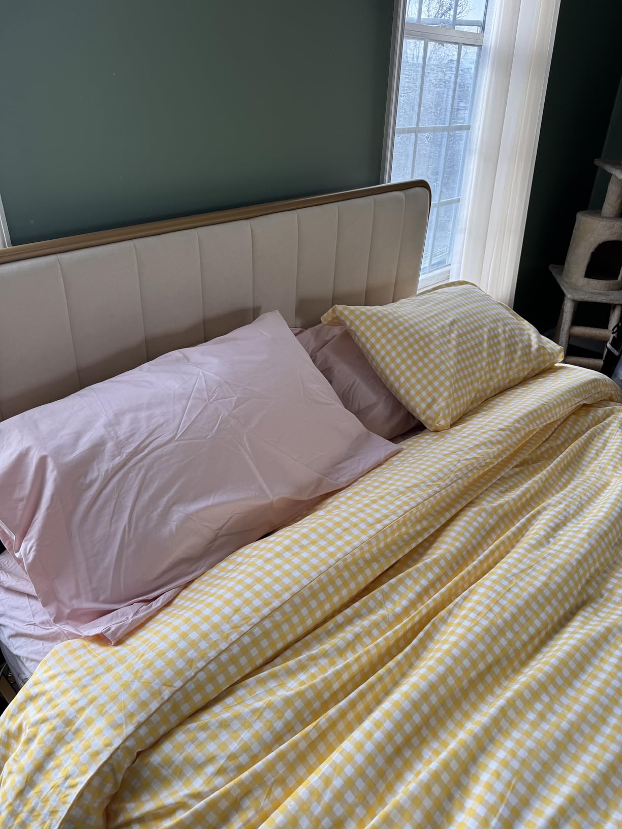 ETDIFFE Dark Olive Green Duvet Cover Queen Size, 3 Piece Boho Bohemian Farmhouse Pom Microfiber Bedding Comforter Cover Set, Soft and Lightweight Quilt Cover (90x90) customer photo 1