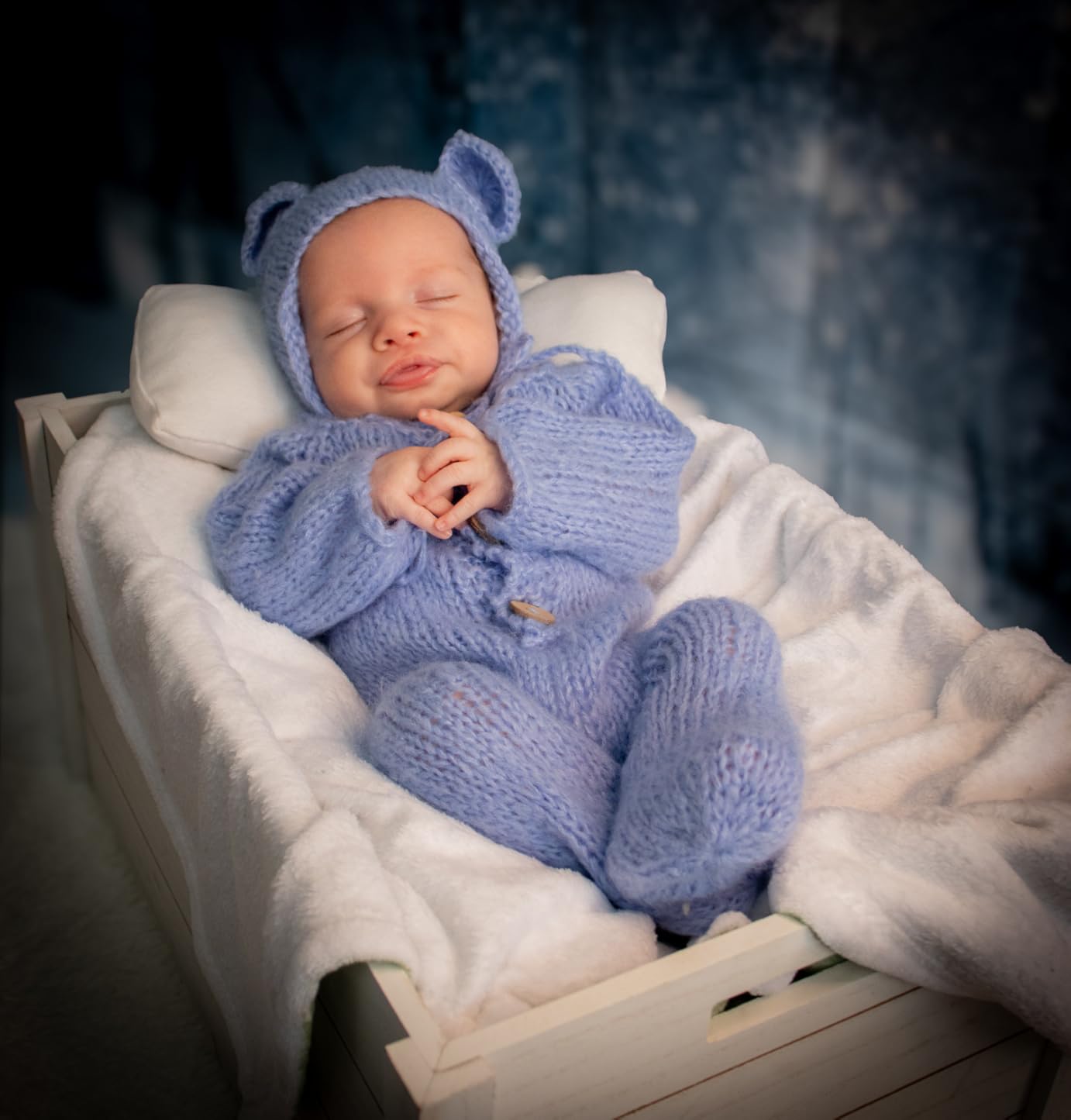 Vemonllas Newborn Photography Props Boys Girls Outfits Mohair Bear Hat Bonnet & Footed Romper Bodysuit Photoshoot Costume Set customer photo 1