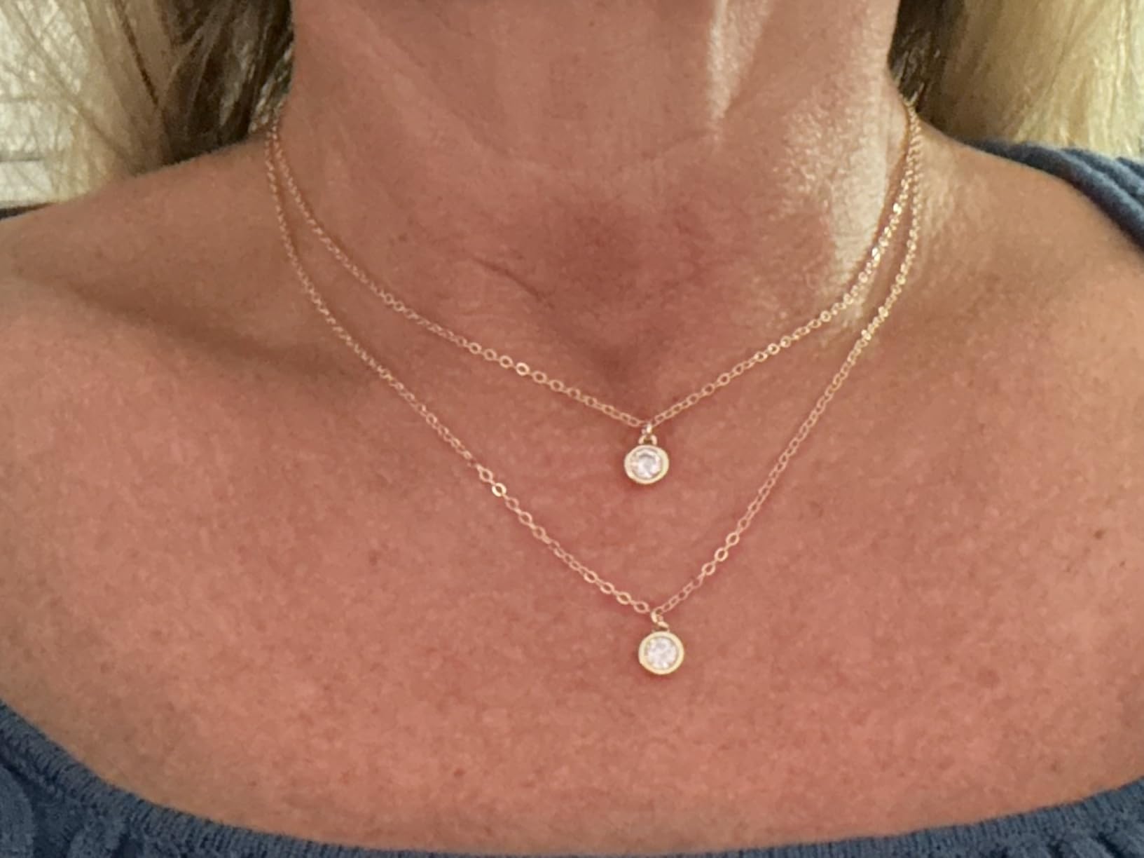 Dainty 14k Gold Plated/Silver Cubic Zirconia Necklaces for Women, Simple CZ Jewelry Necklaces Trendy Gifts customer photo 2