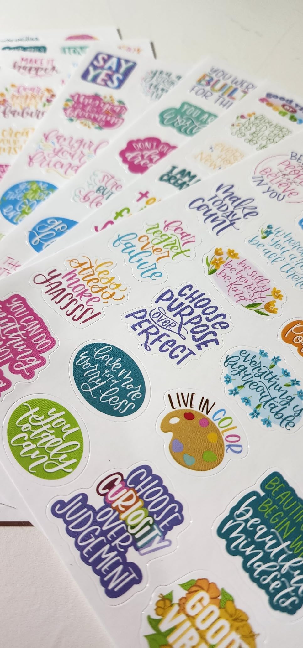 bloom daily planners Inspirational & Motivational Quotes Planner Stickers (8 Sheets / 200+ Stickers) - Hand-Lettered Positive Cute Aesthetic Quotes for Decorating Organizers, Scrapbooks, Laptops, etc. customer photo 2
