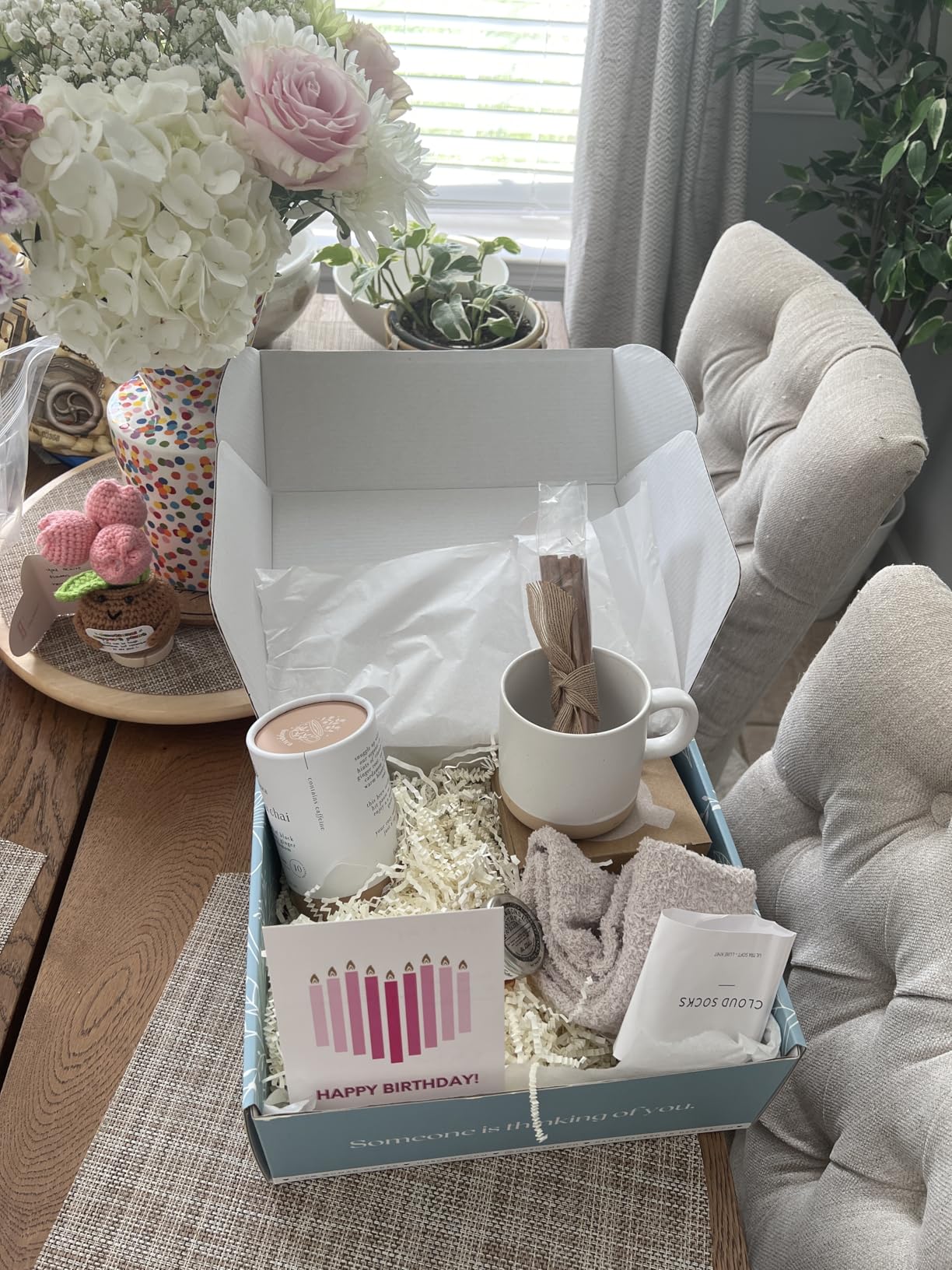 Unboxme Birthday Gift Basket for Women with Socks, Mug, Organic Chai Tea, Honey & Cinnamon, Relaxation Self Care Wellness Tea Gift Set for Mom, Sister, Best Friend customer photo 1