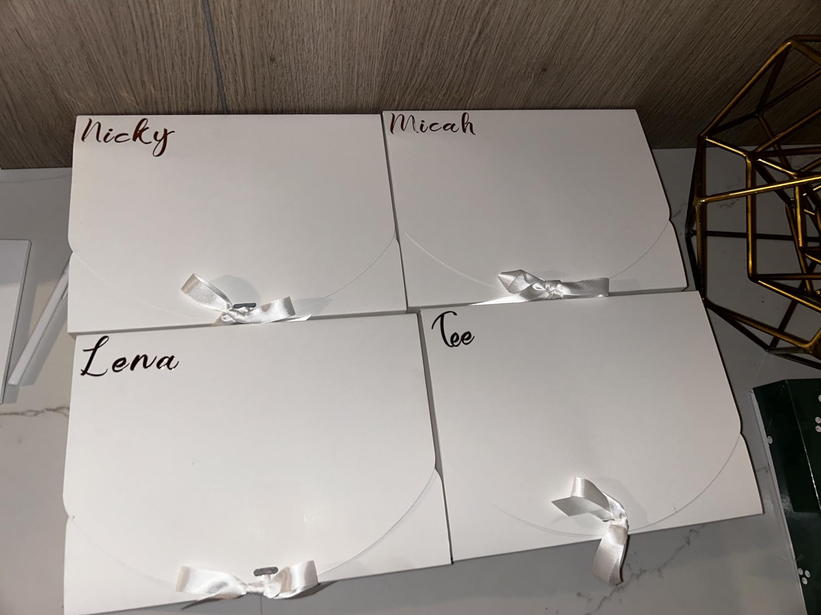 10 PCS Gift Boxes with Lids, 10.6x7.8x3.1 Inch Kraft Paper Gift Box, White with Ribbon, Bridesmaid Proposal Box for Wedding, Packaging, Present, Birthday, Cupcake customer photo 2