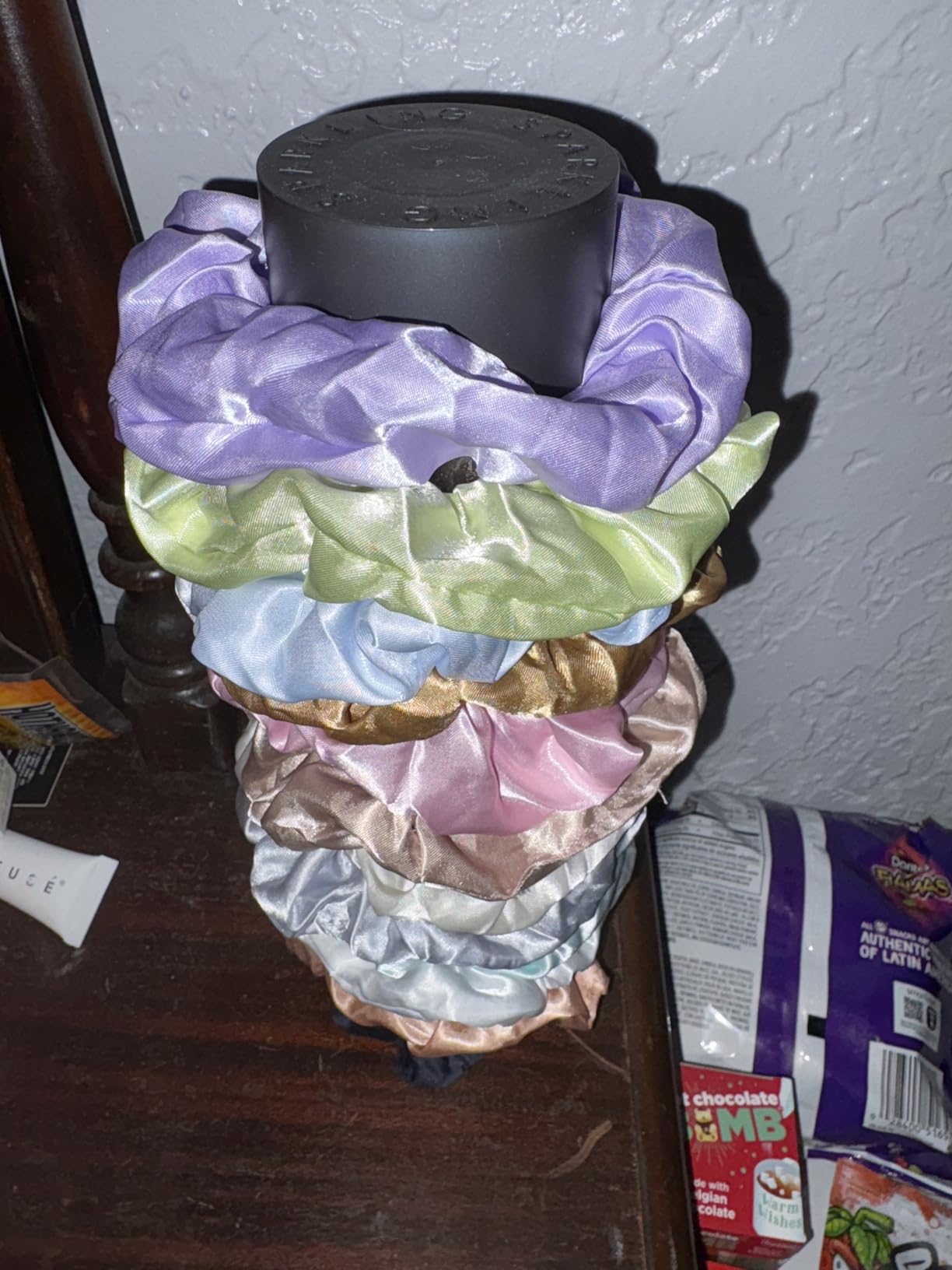 12 Pcs Satin Silk Scrunchies Soft Hair Ties Fashion Hair Bands Hair Bow Ropes Elastic Bracelets Ponytail Holders customer photo 1