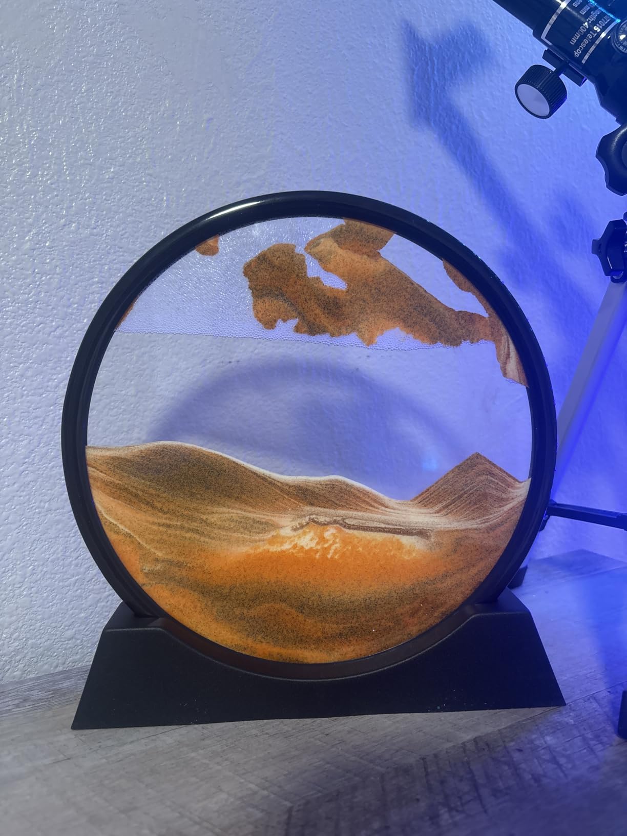 Arthink Moving Sand Art Picture - Liqud Motion Round Glass 3D Deep Sea Landscape, Dynamic Sand Art Sandscapes, Sensory Relaxing Desktop Home Office Decor Gift(7 inch, Blue) customer photo 1