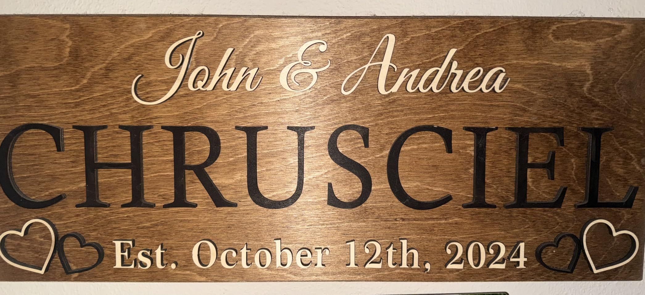 Personalized Wedding Gift - Custom Wood Last Name Established Sign, Family Name Sign, Wooden Sign, Couples Gift, 5 Year Anniversary customer photo 2