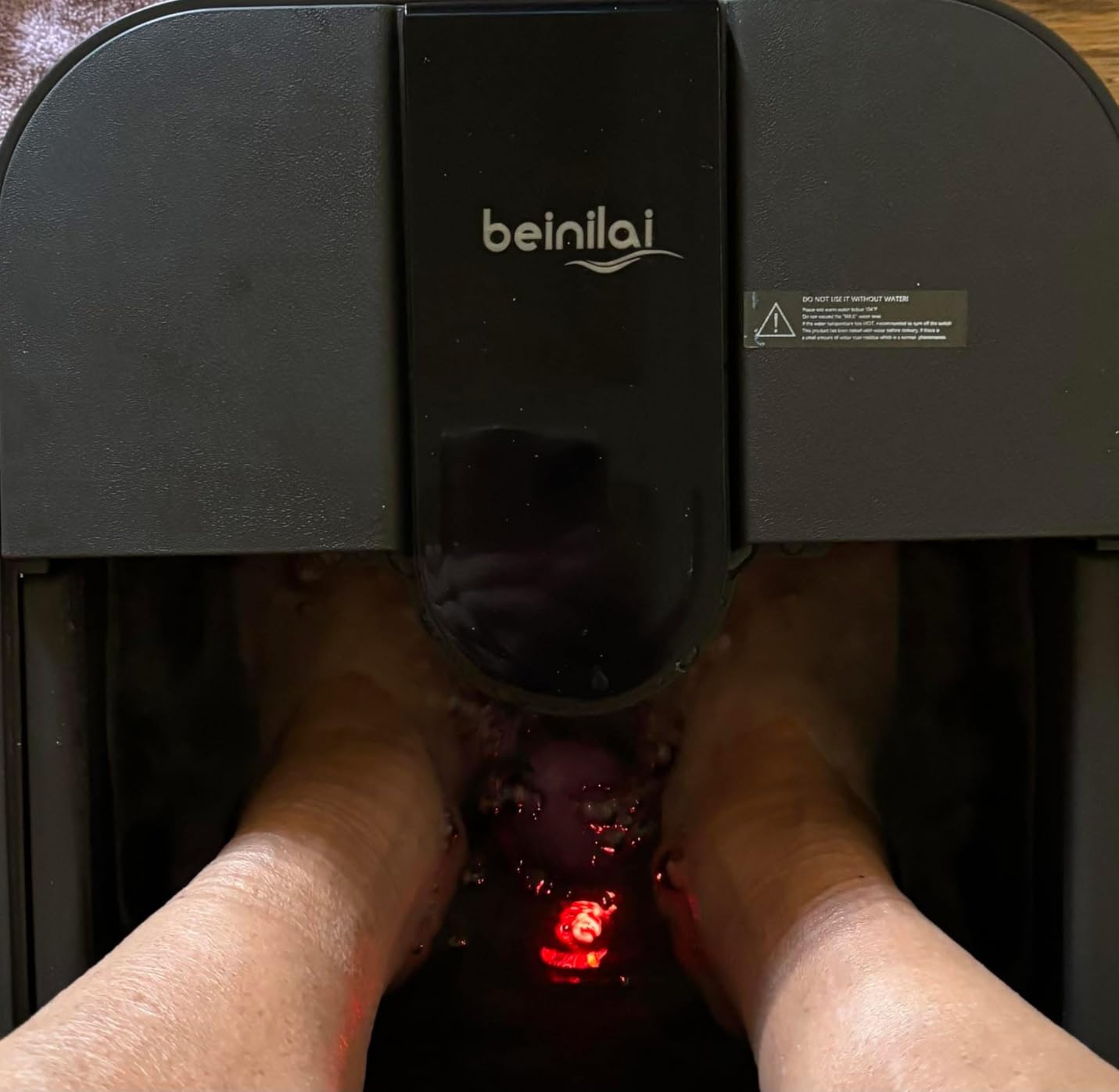 Beinilai Collapsible Foot Spa,Foot Bath with Heat and Massage and Bubble Jets,Foot Soak Tub with Six Non Motorized Rollers,Acupressure Massage Points,Red Light and Removable Pumice Stone customer photo 1