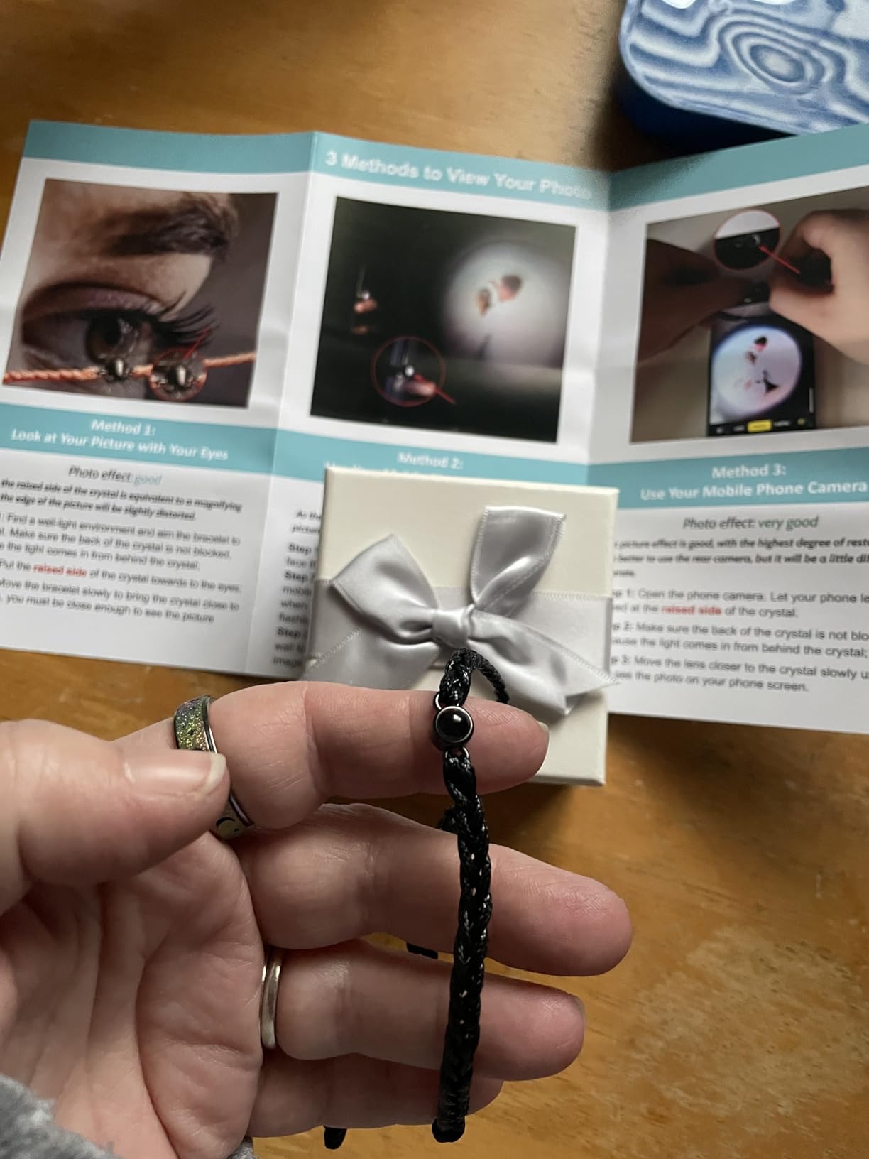 Custom Bracelets with Picture Inside, Personalized Circle Photo Bracelet Projection, Personalized Photo Gifts for Memorial Boyfriend Couples Valentines Day, Women's Identification Bracelets customer photo 2