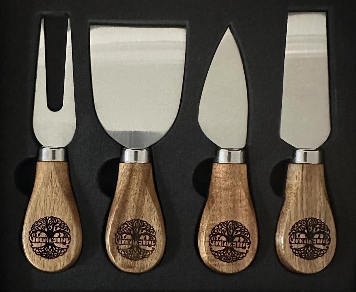 4Pcs Cheese Knife Set - Stainless Steel Cheese Knives with Acacia Wood Handle - Charcuterie Knife Set for Party and Holiday customer photo 1