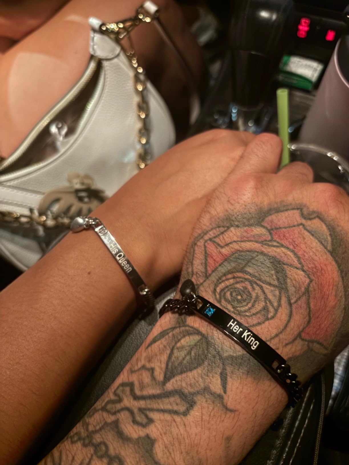 MEALGUET Matching Couple Bracelets for Men Women - His Hers Stainless Steel Cuban Link Chain Bracelets Set customer photo 1