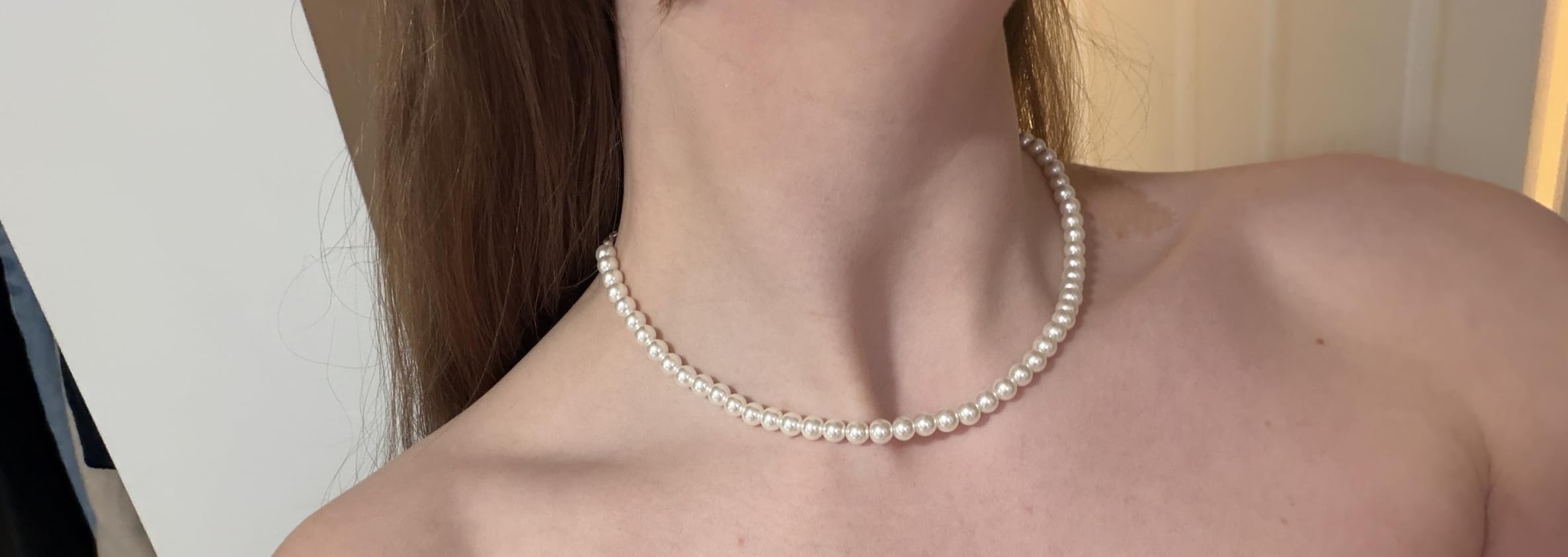 Pearl Necklace 4MM/6MM/8MM Dainty Round Imitation Pearl Choker Necklace Wedding Pearl Necklace Delicate Jewelry for Women Simple Bridesmaid Jewelry Gifts customer photo 1